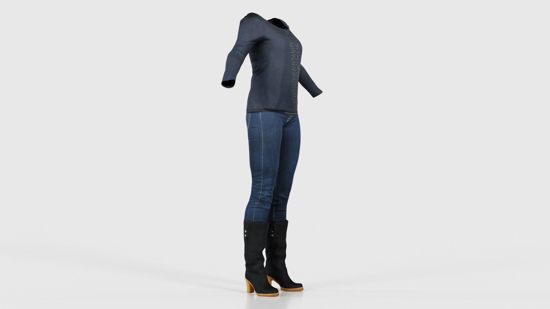 Casual Collection Female Low-poly 3D model_17