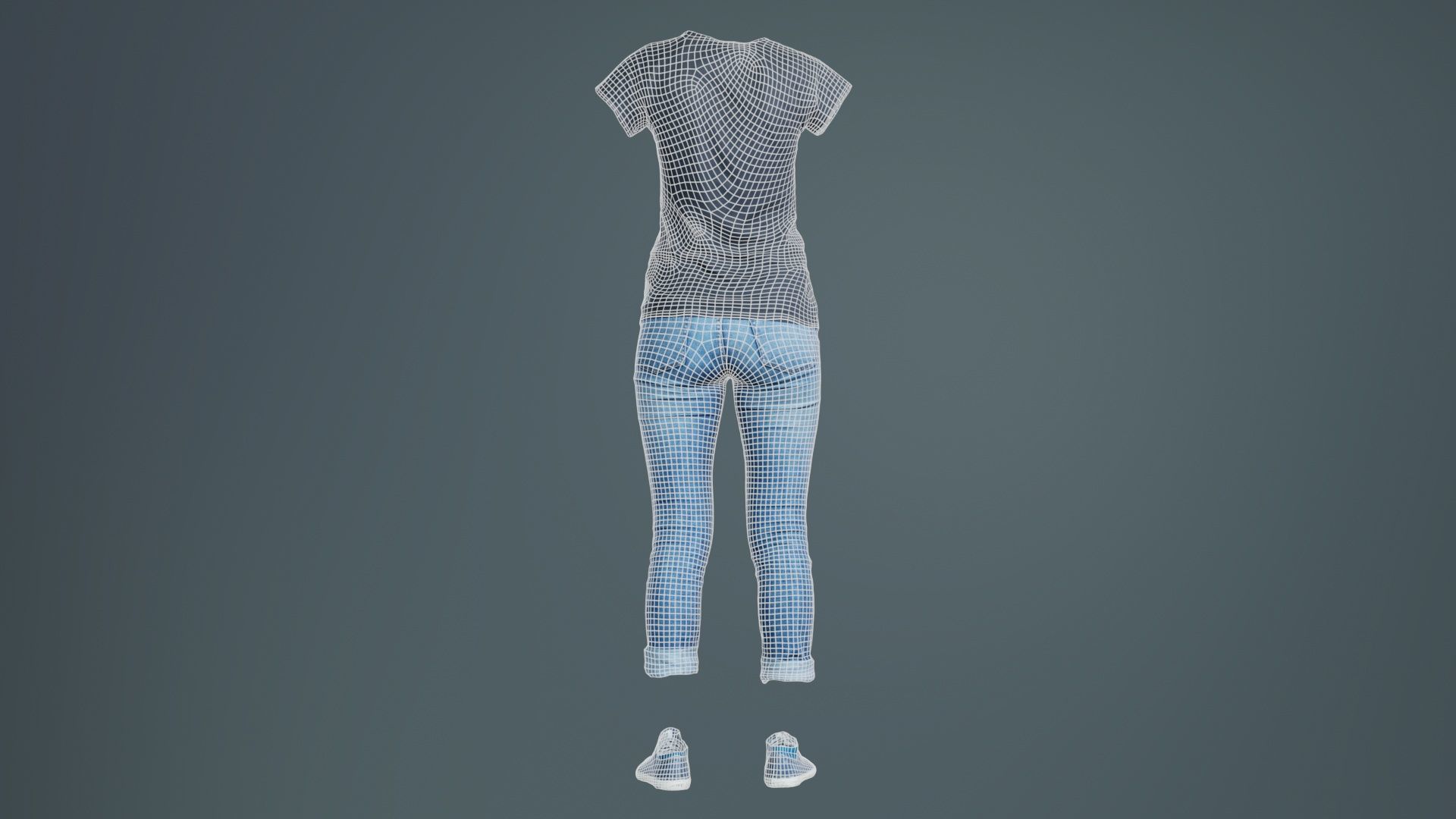 Casual Female Low-poly 3D model_10