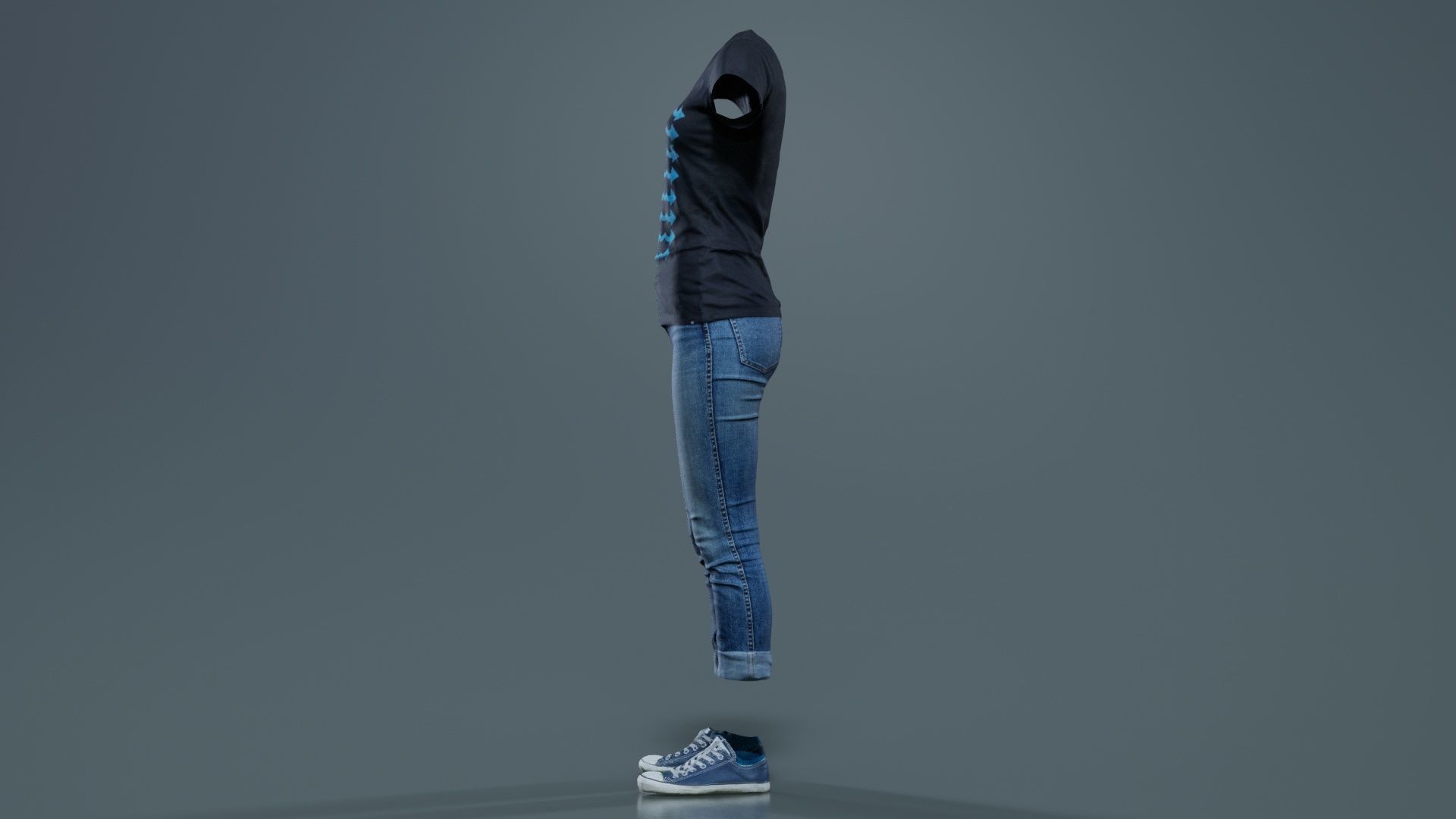 Casual Female Low-poly 3D model_8