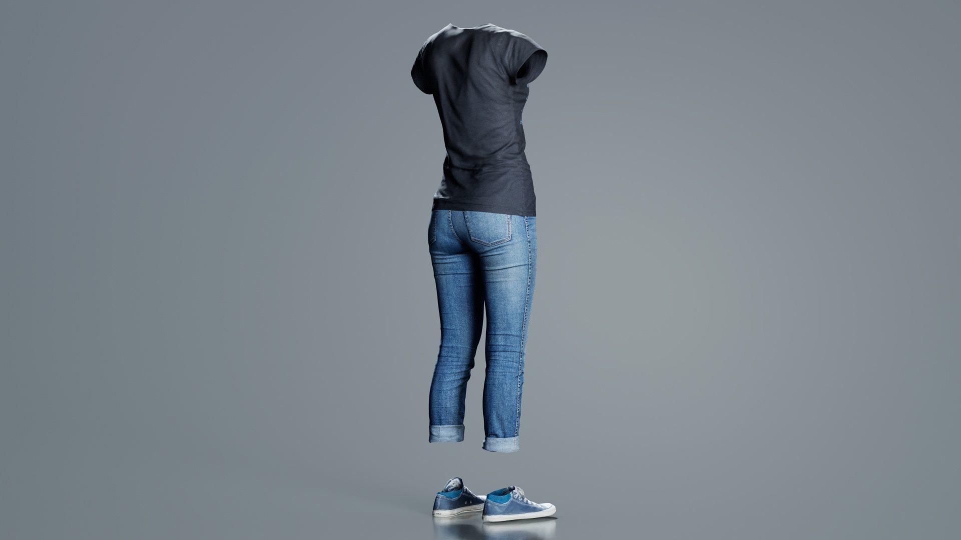 Casual Female Low-poly 3D model_7