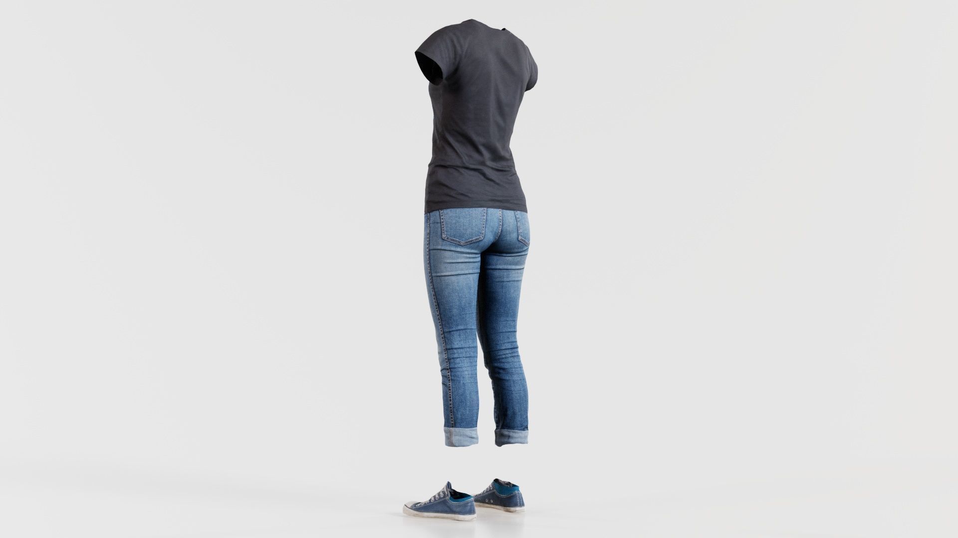 Casual Female Low-poly 3D model_3