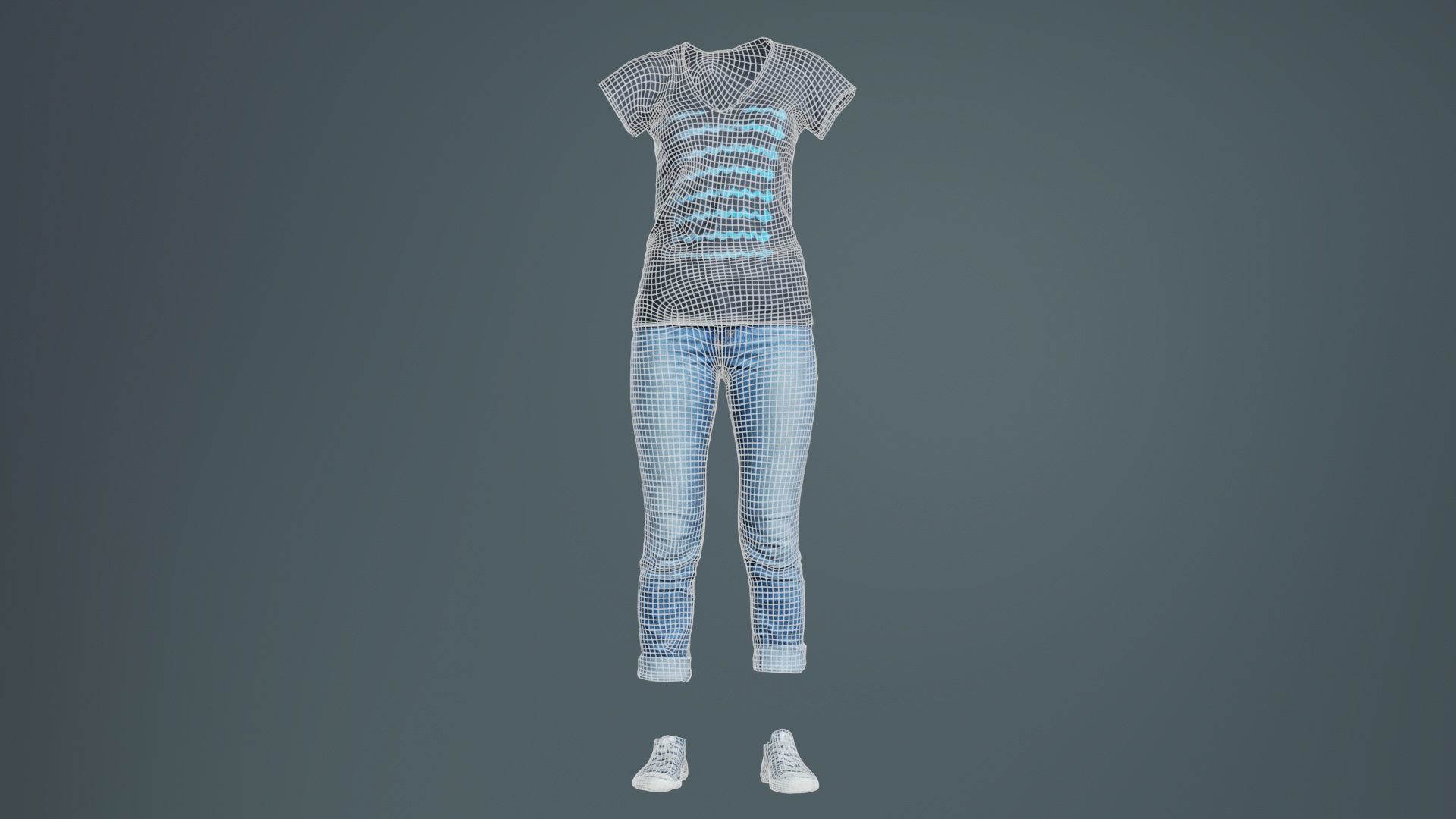 Casual Female Low-poly 3D model_9