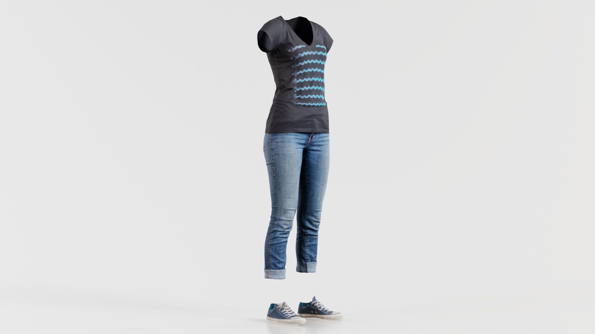 Casual Female Low-poly 3D model_1
