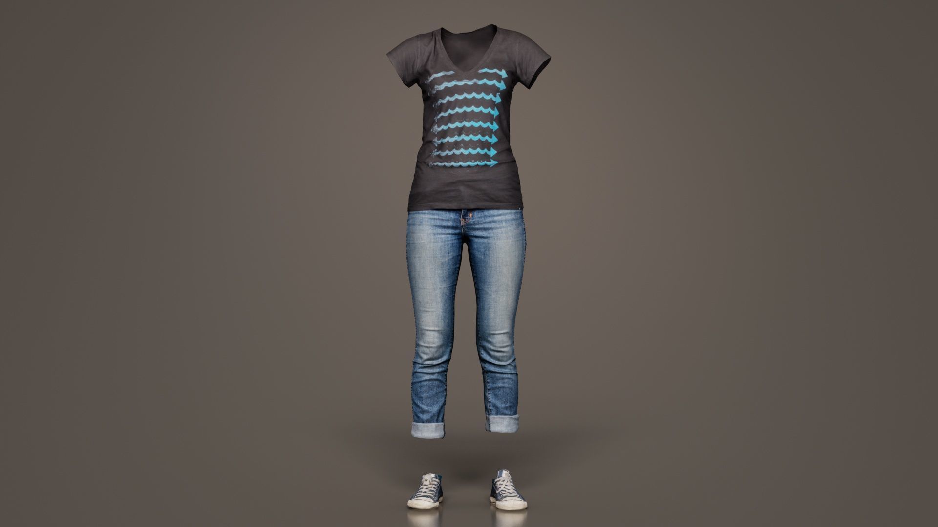 Casual Female Low-poly 3D model_6