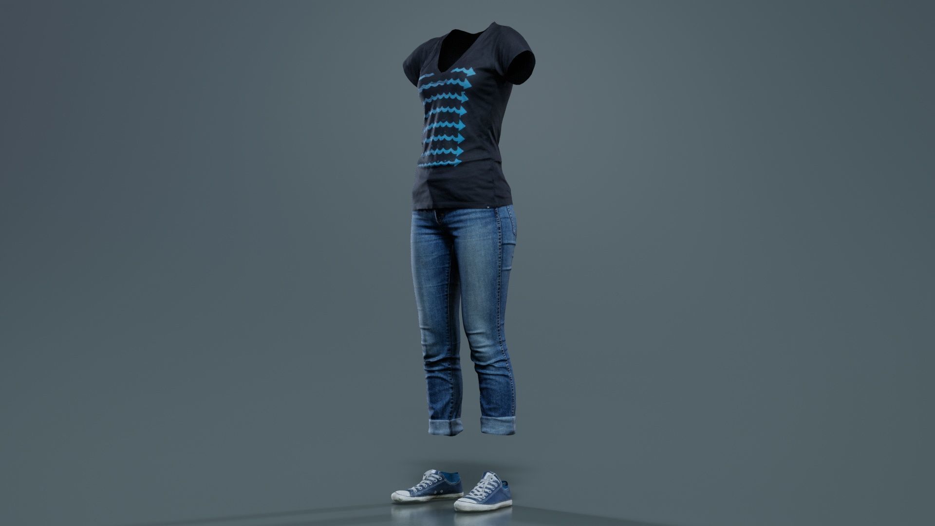 Casual Female Low-poly 3D model_4