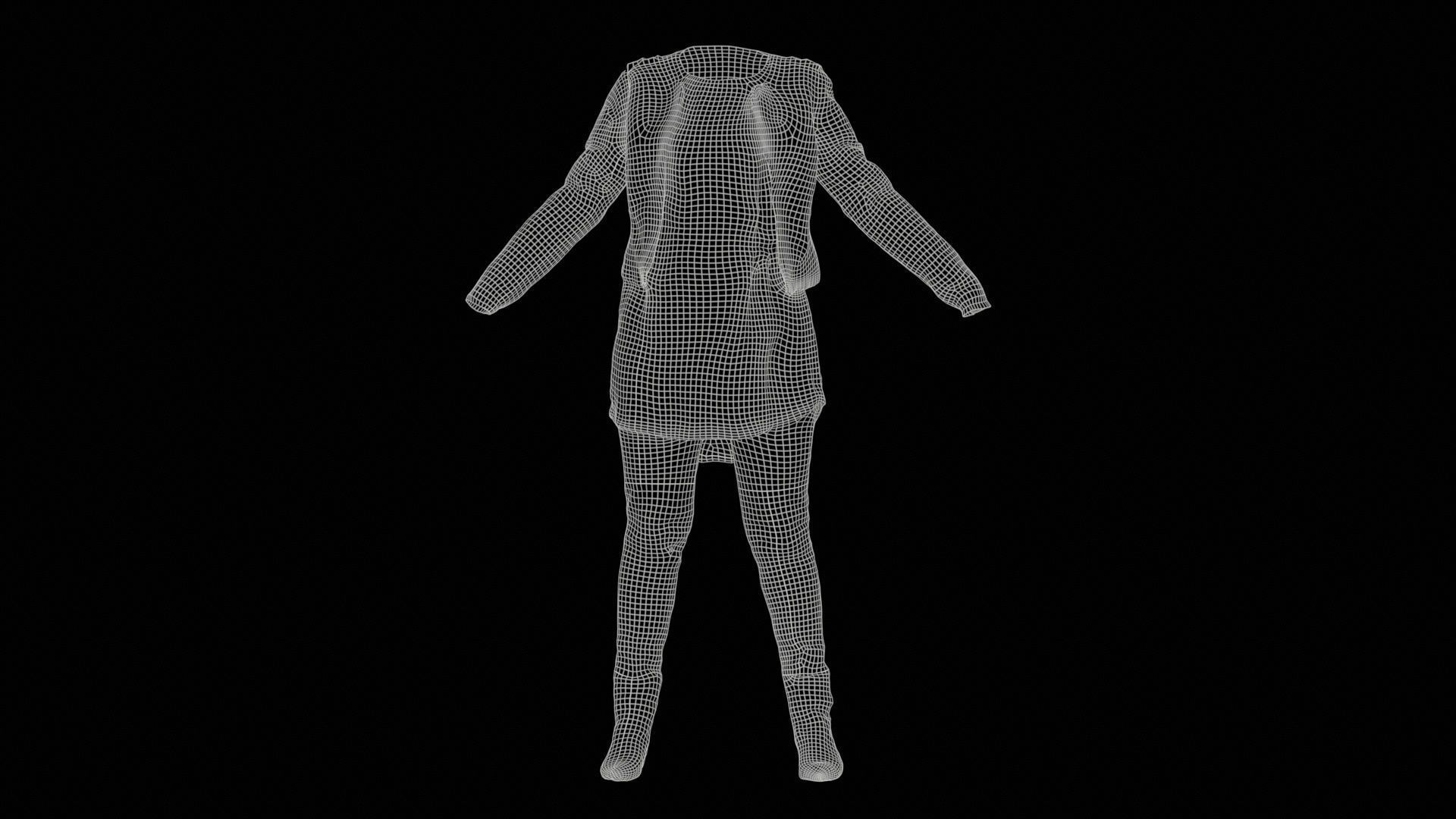 Casual Tiger Outfit Low-poly 3D model_11