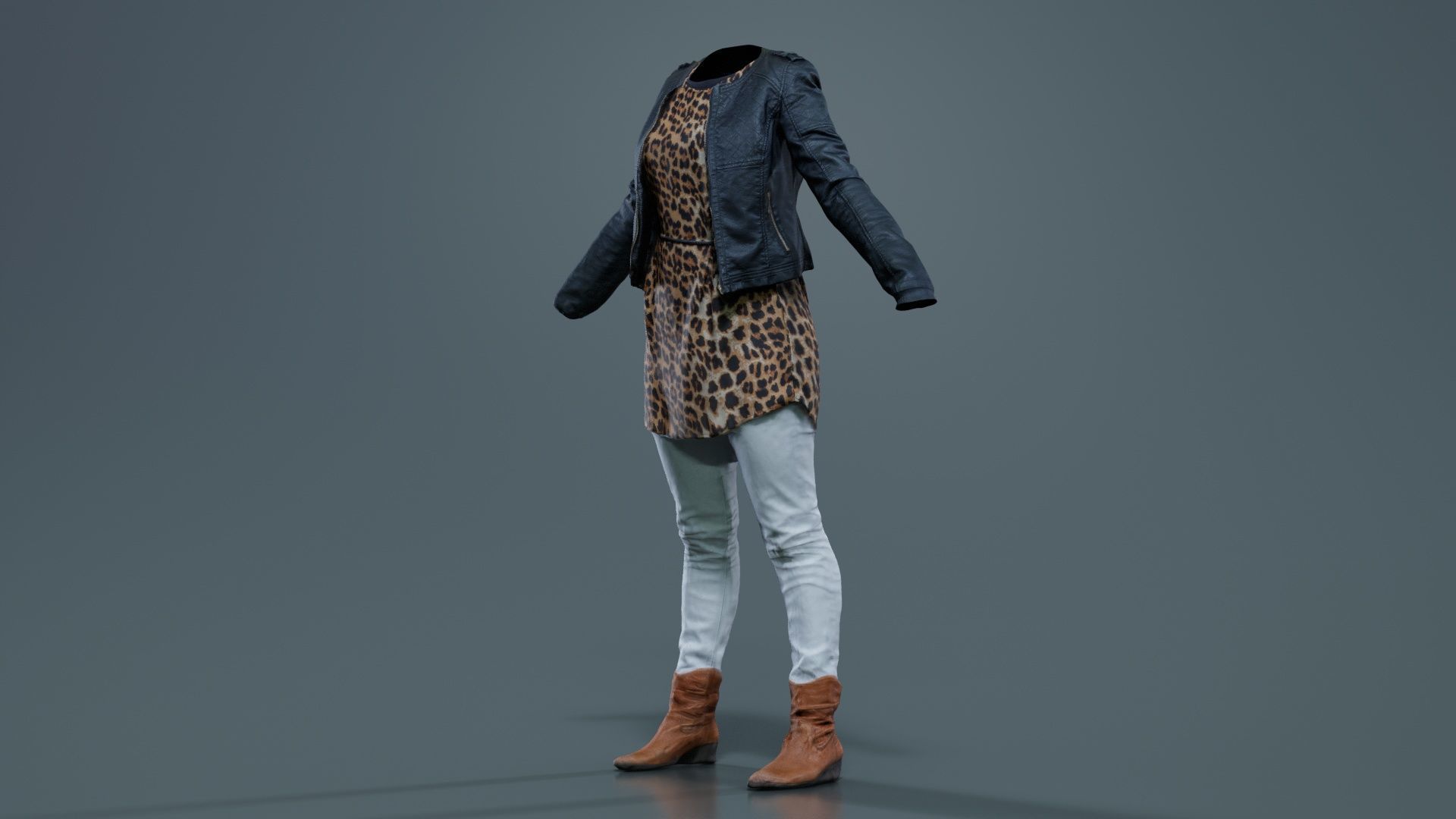 Casual Tiger Outfit Low-poly 3D model_3