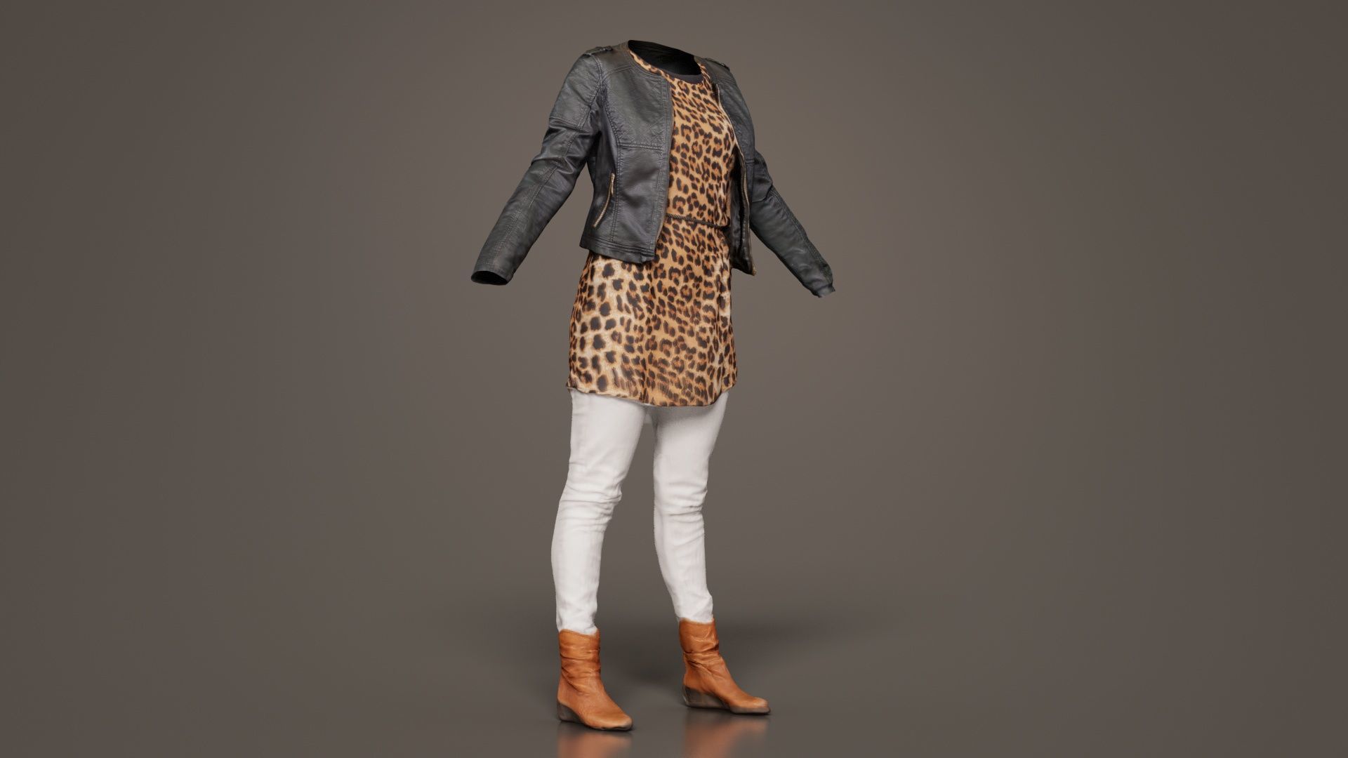 Casual Tiger Outfit Low-poly 3D model_2