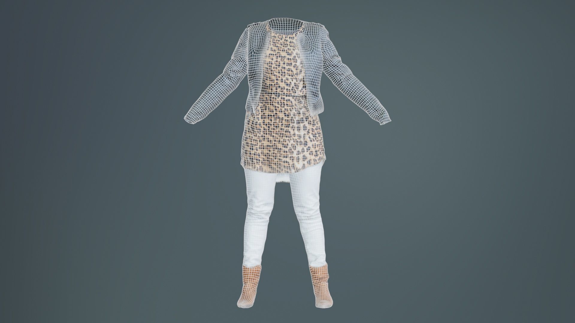 Casual Tiger Outfit Low-poly 3D model_9