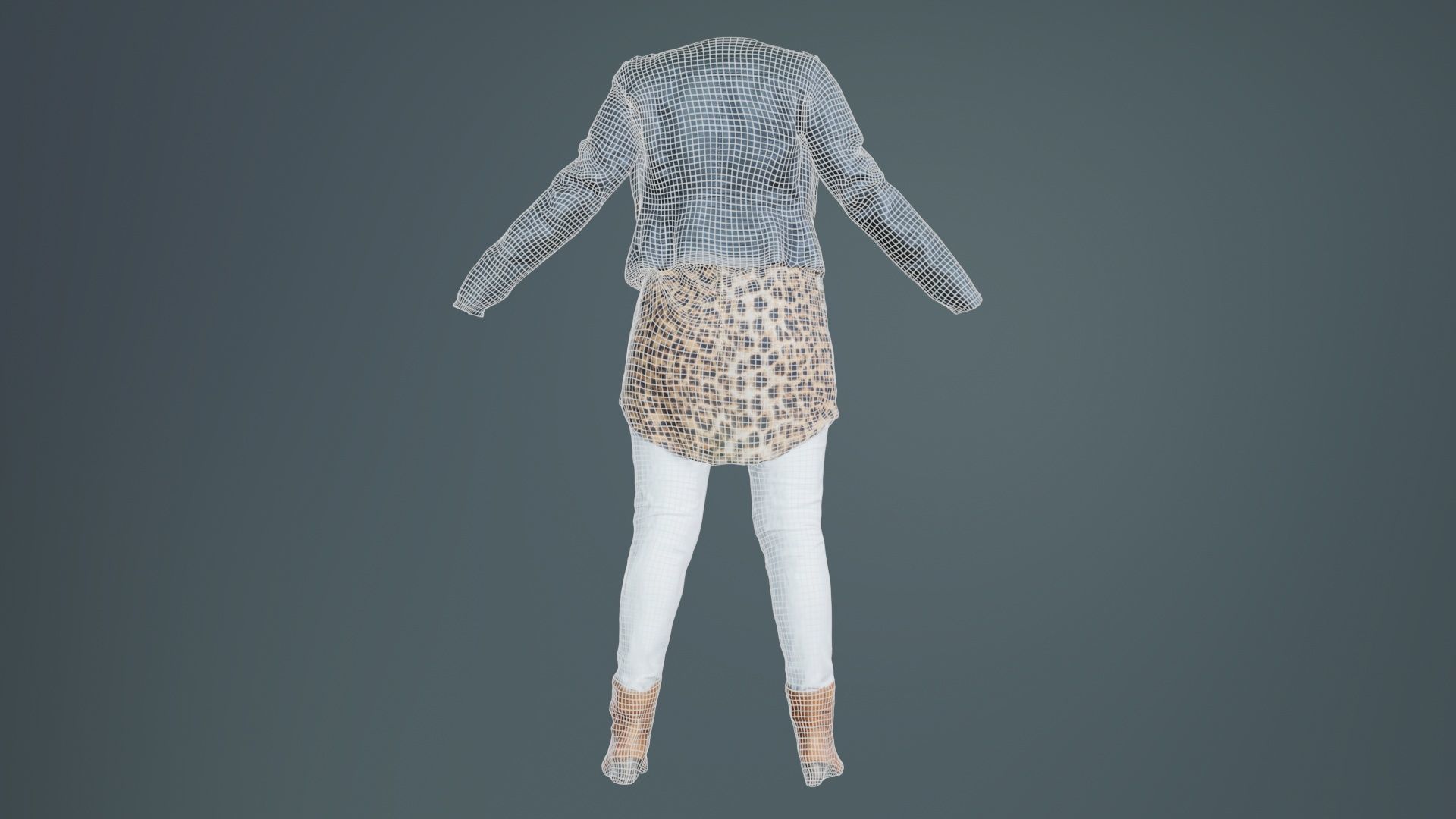 Casual Tiger Outfit Low-poly 3D model_10