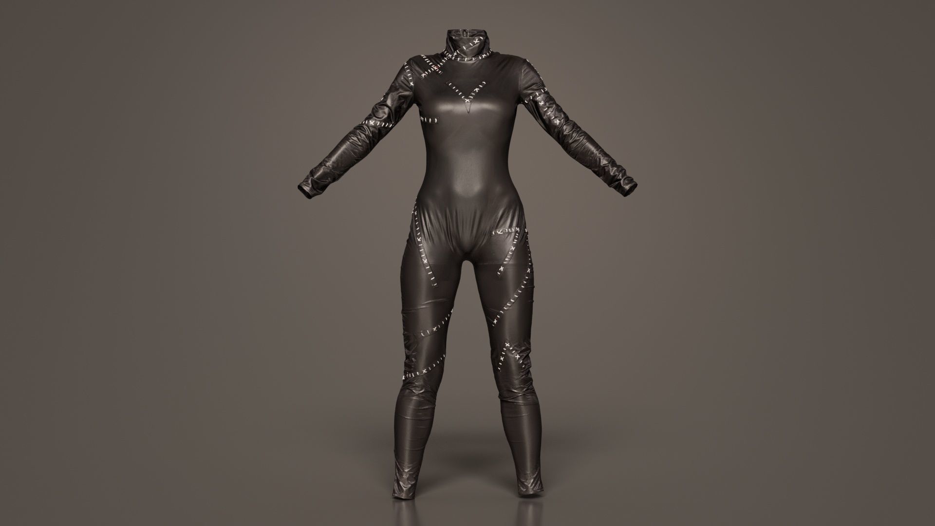 Catwoman Stitched Catsuit Low-poly 3D model_7