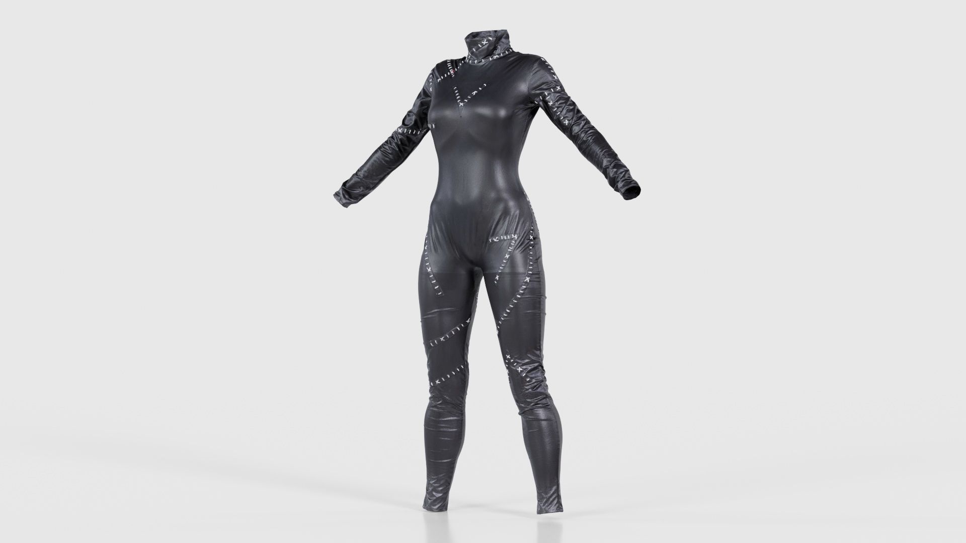 Catwoman Stitched Catsuit Low-poly 3D model_26