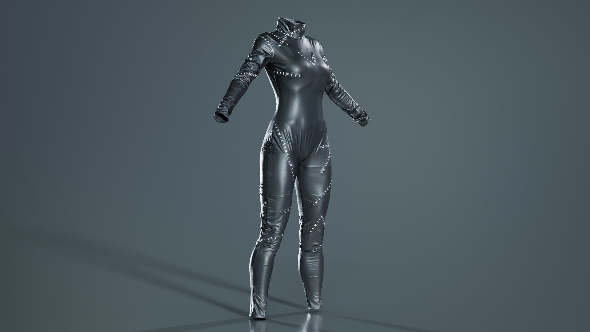 Catwoman Stitched Catsuit Low-poly 3D model_2