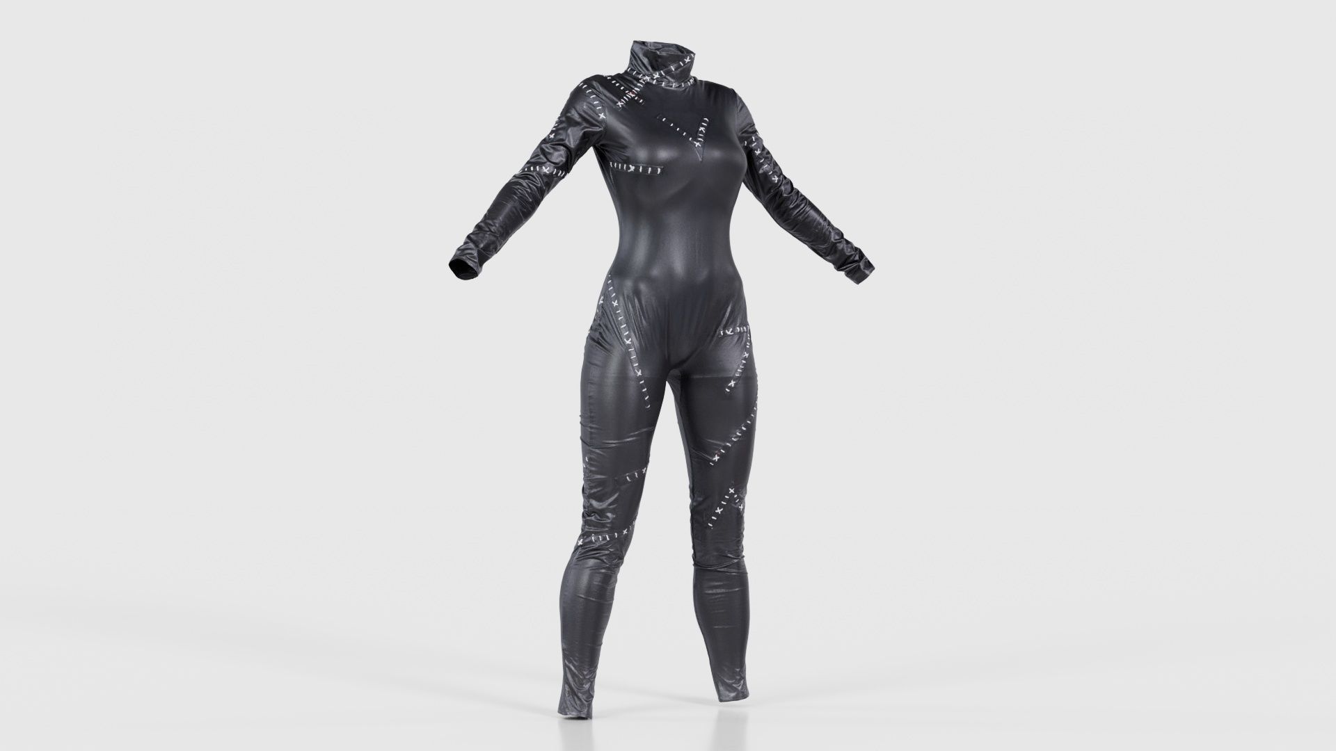 Catwoman Stitched Catsuit Low-poly 3D model_16