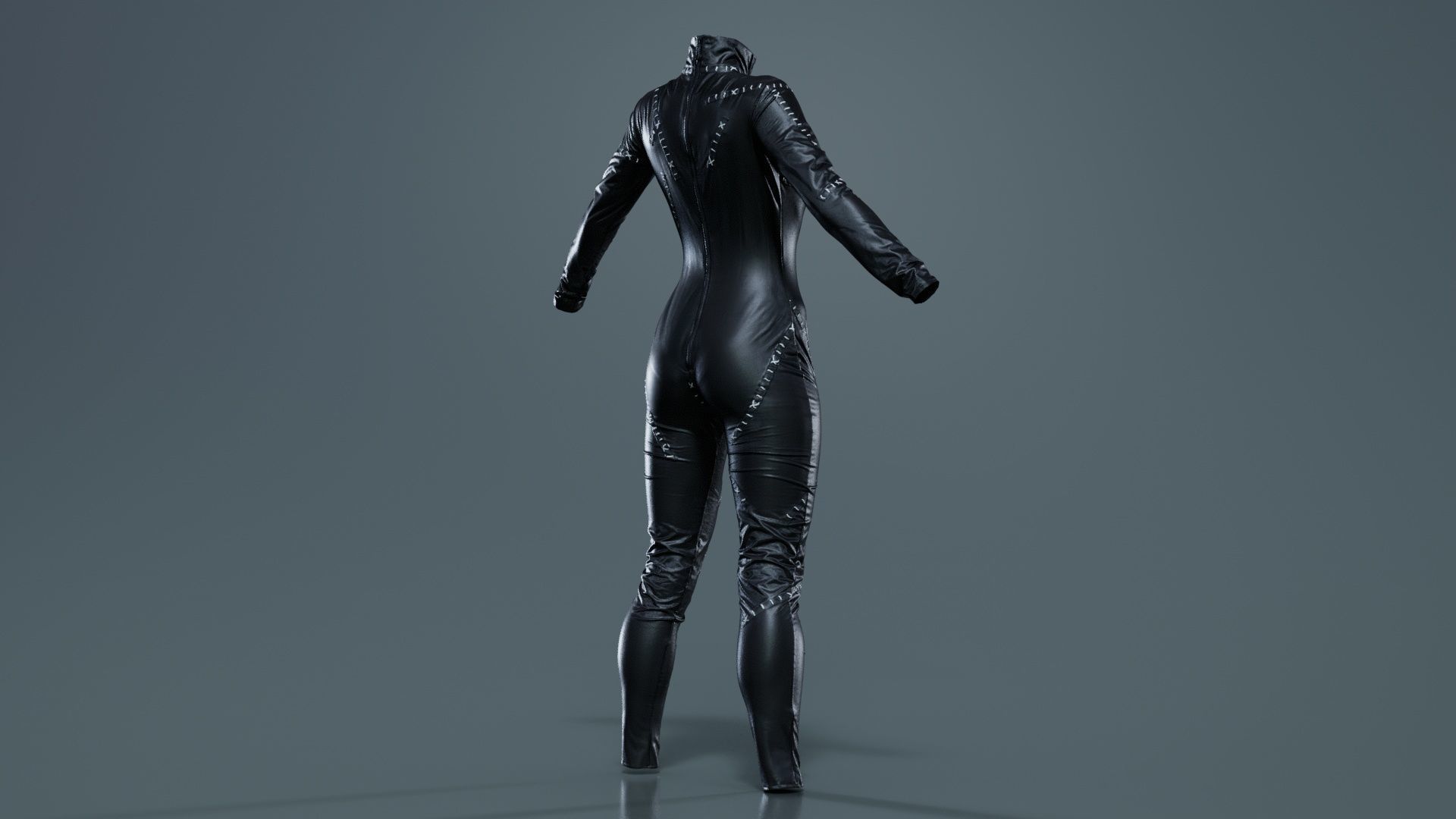 Catwoman Stitched Catsuit Low-poly 3D model_4