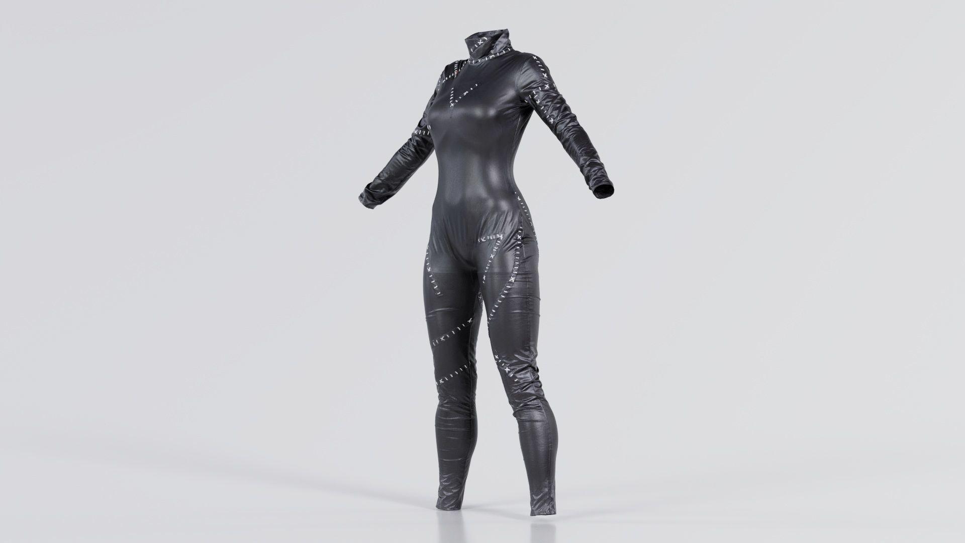 Catwoman Stitched Catsuit Low-poly 3D model_1