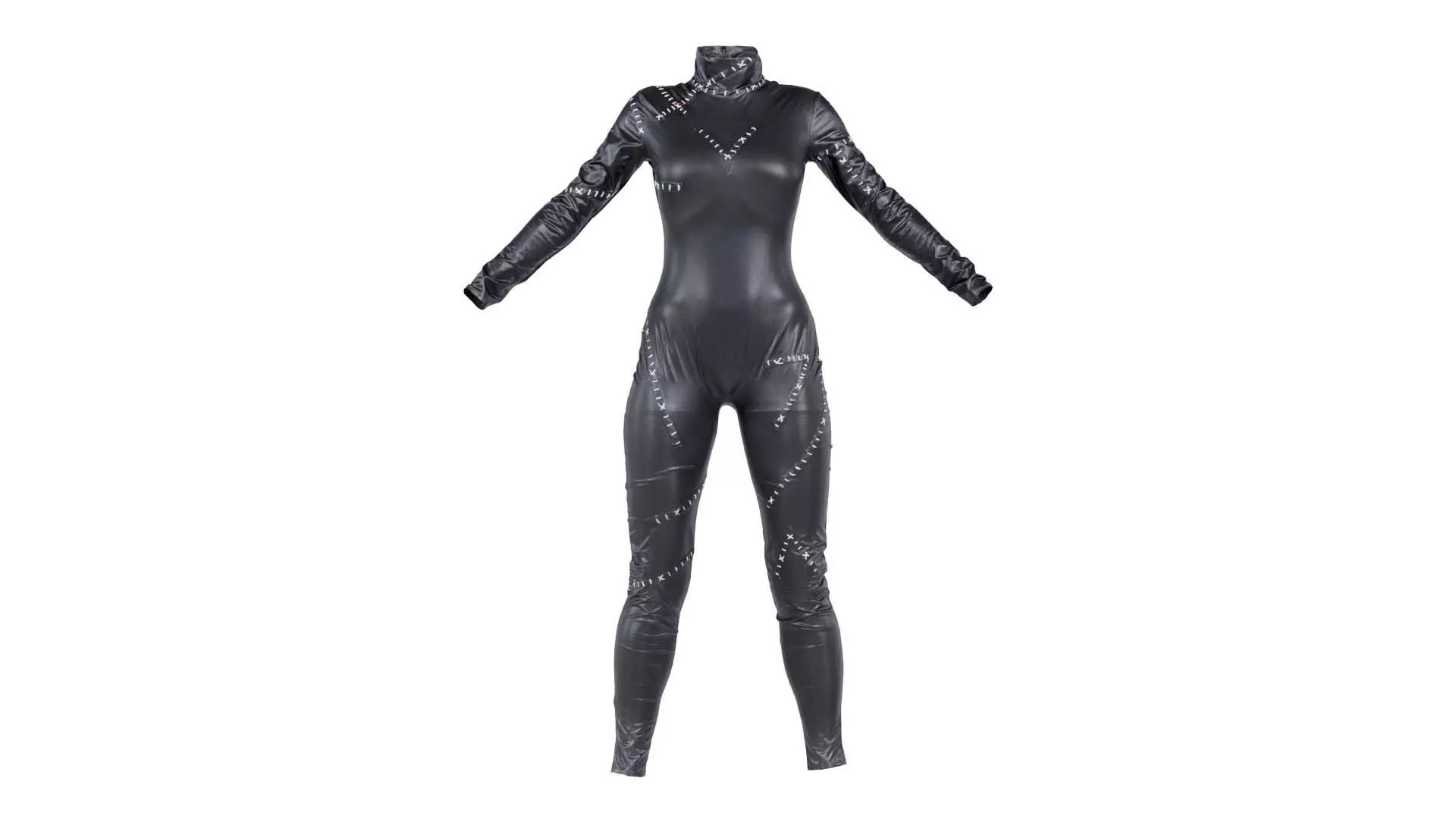 Catwoman Stitched Catsuit Low-poly 3D model_0
