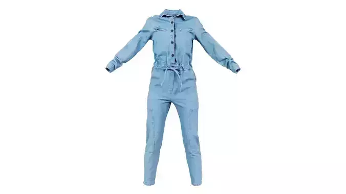 Chest Zippers Jeans Salopet Low-poly 3D model