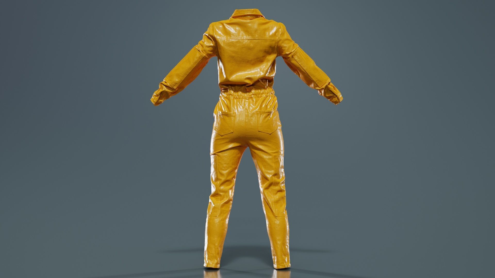 Chest Zippers Jeans Salopet Low-poly 3D model_13