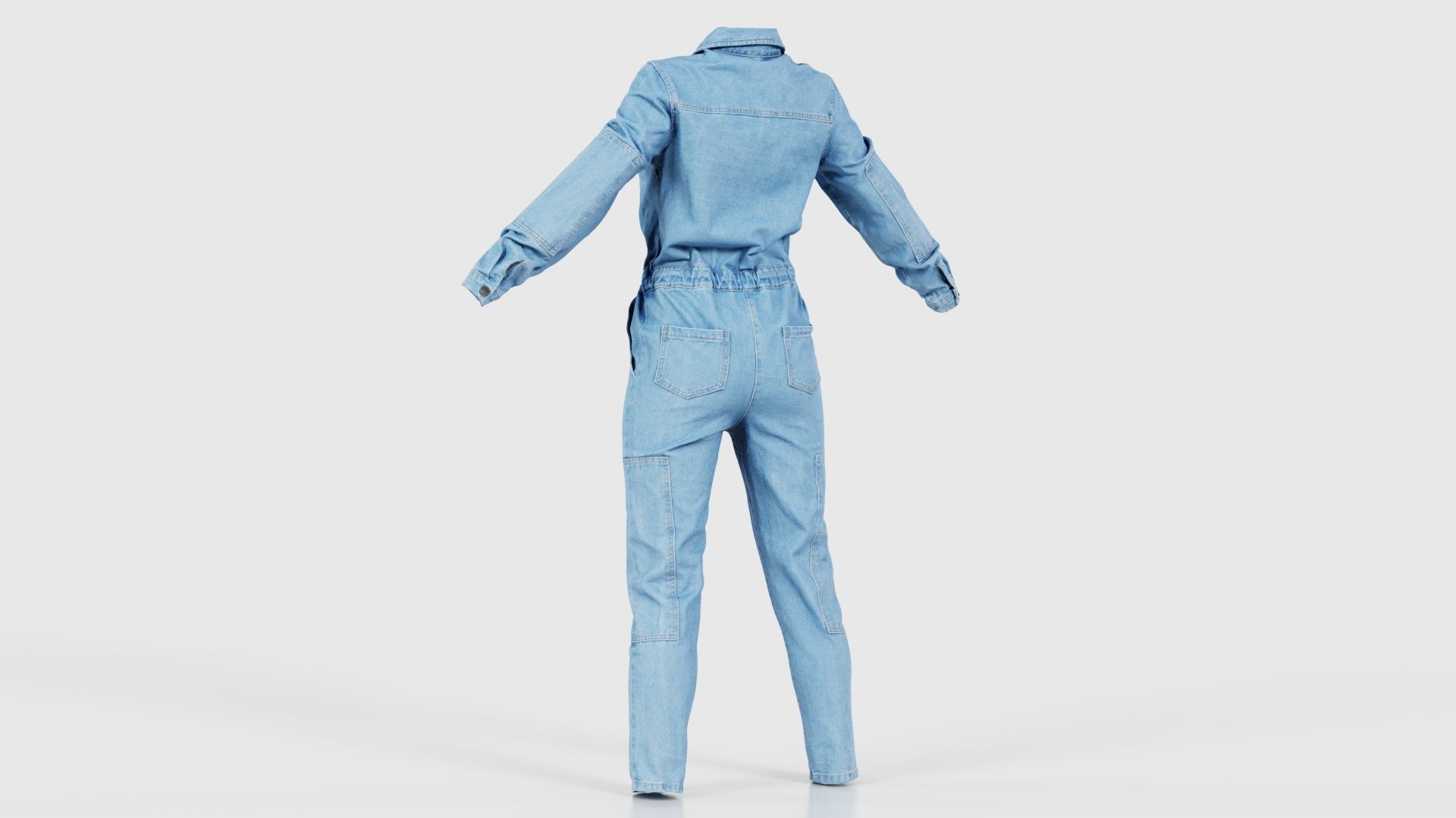 Chest Zippers Jeans Salopet Low-poly 3D model_22