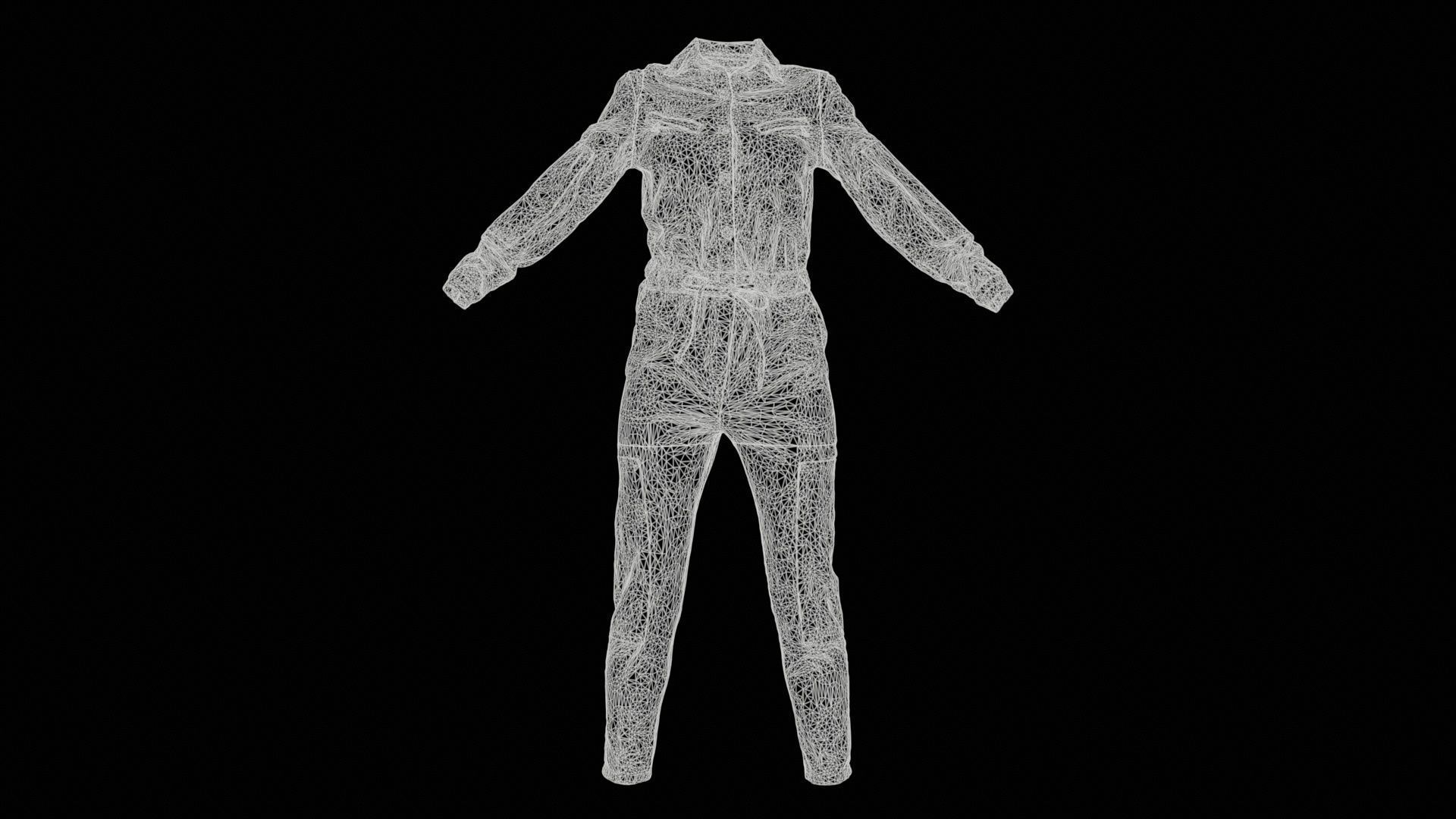 Chest Zippers Jeans Salopet Low-poly 3D model_11