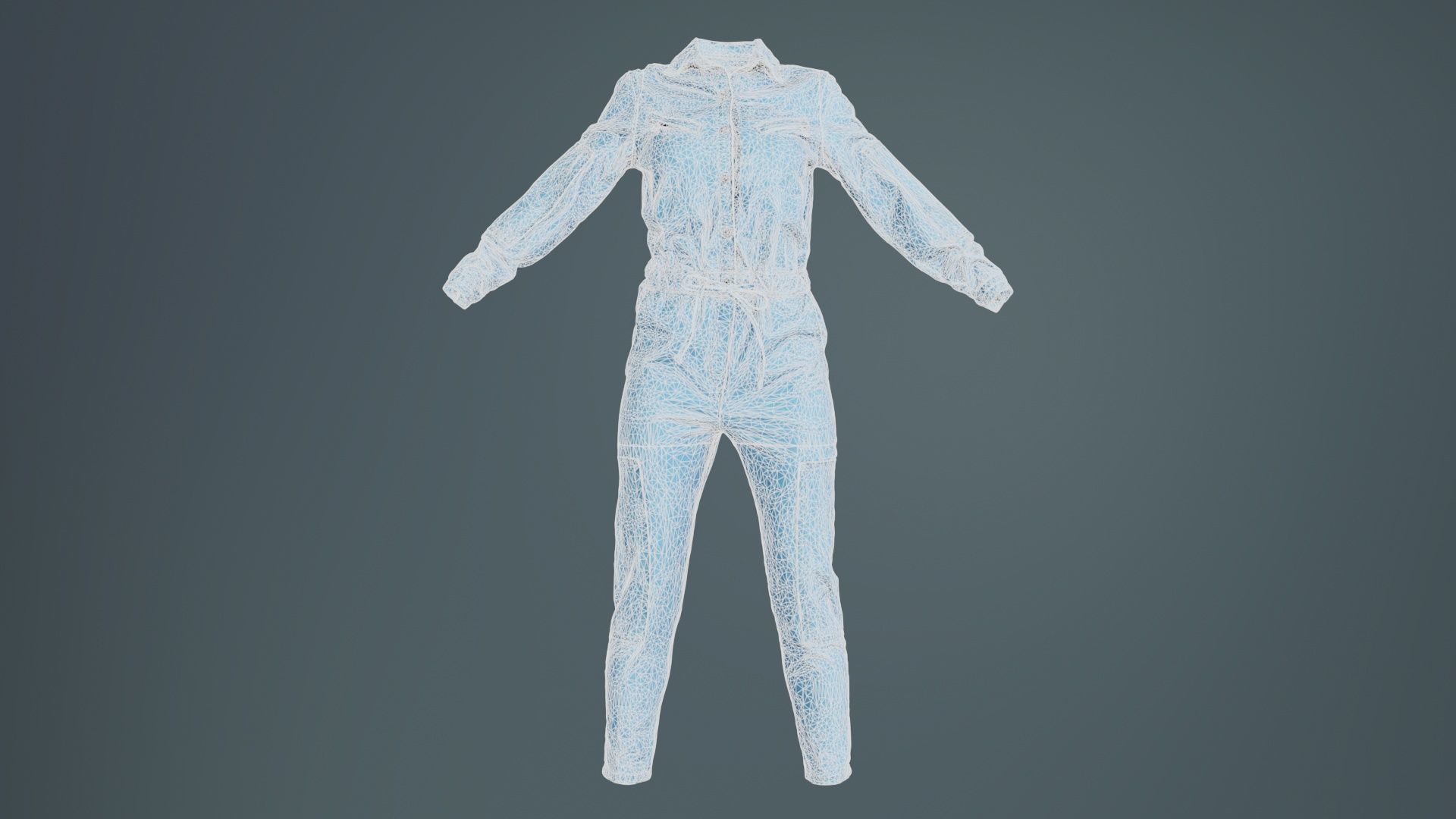 Chest Zippers Jeans Salopet Low-poly 3D model_9