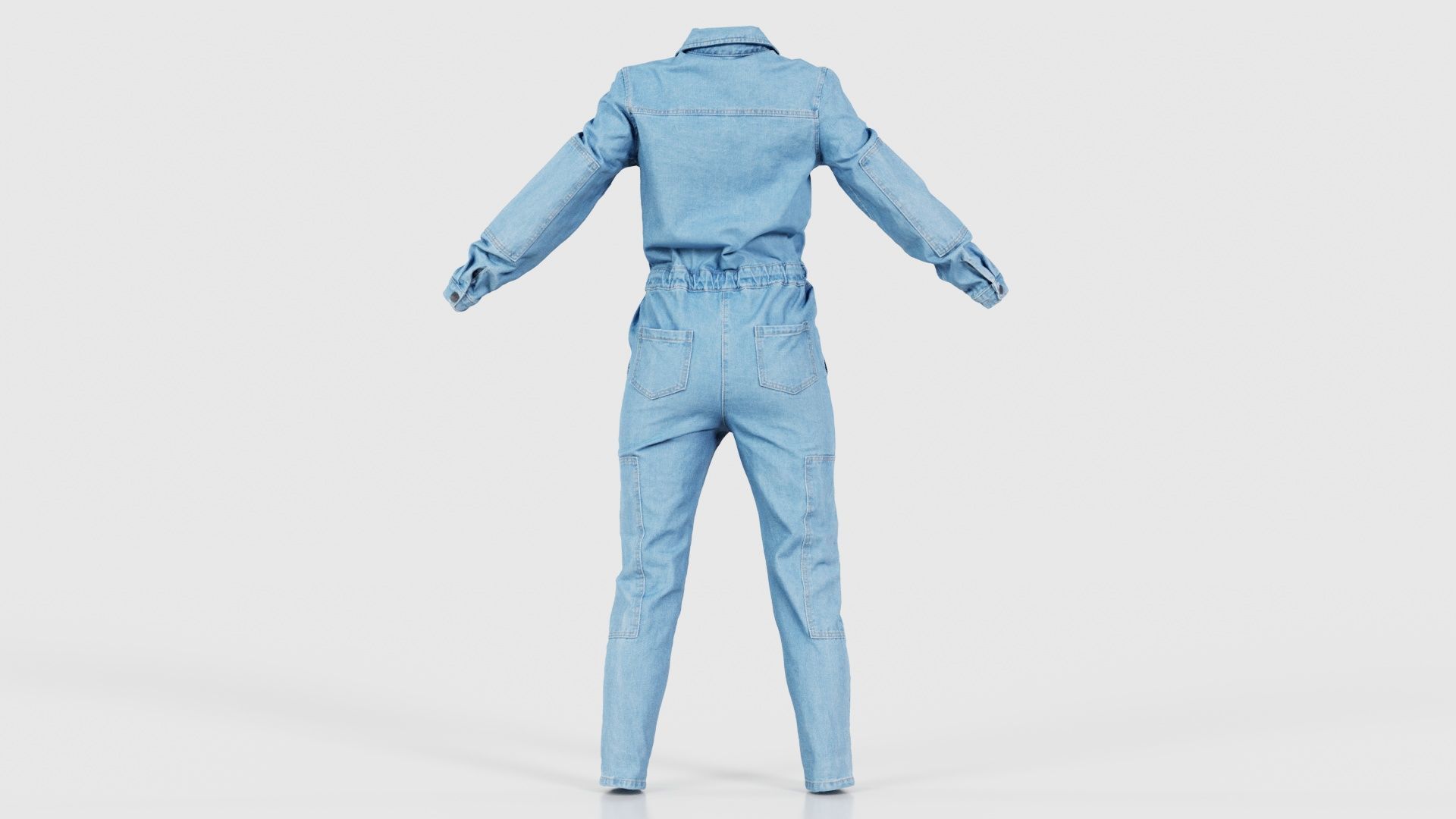 Chest Zippers Jeans Salopet Low-poly 3D model_21