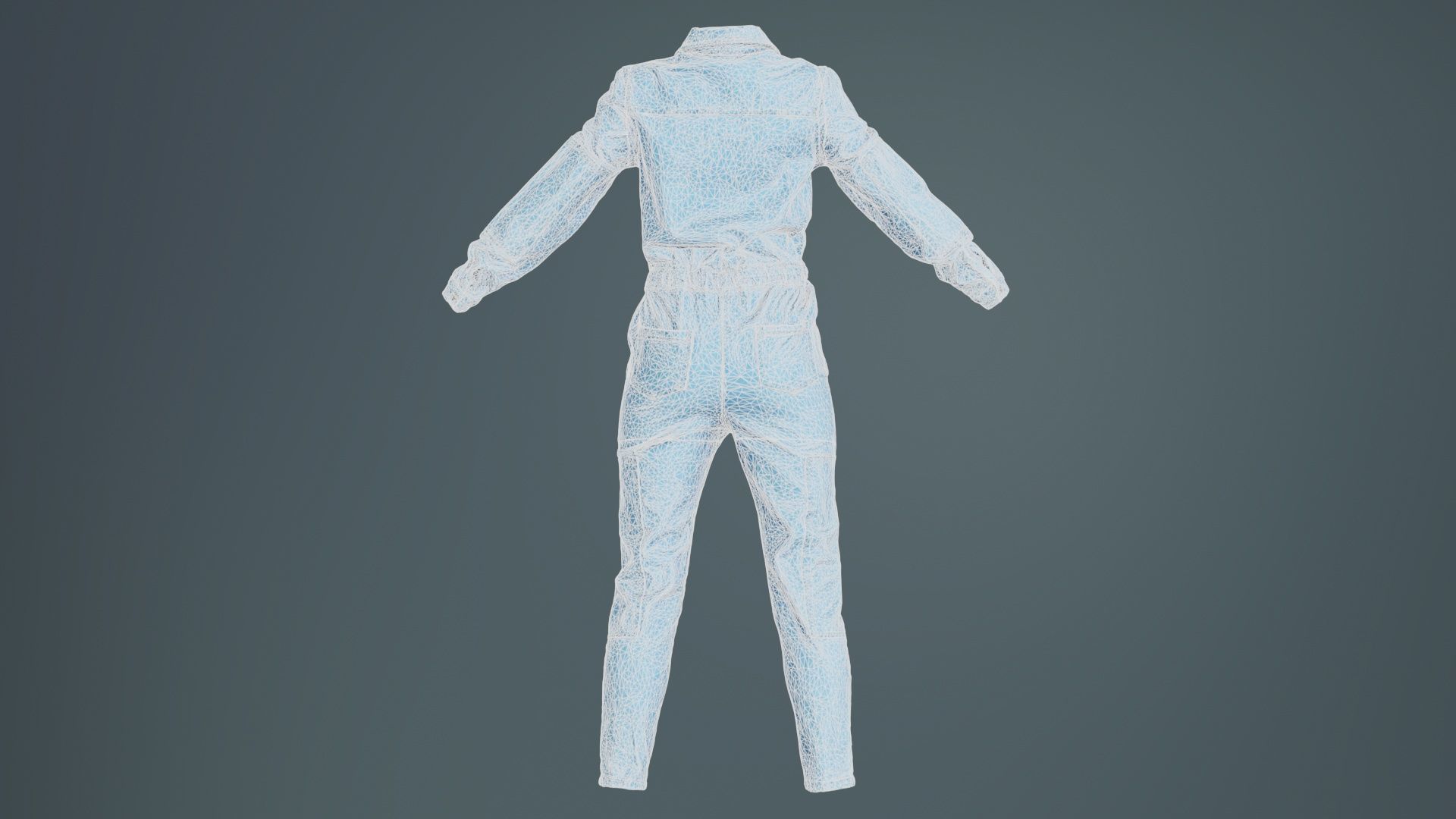 Chest Zippers Jeans Salopet Low-poly 3D model_10