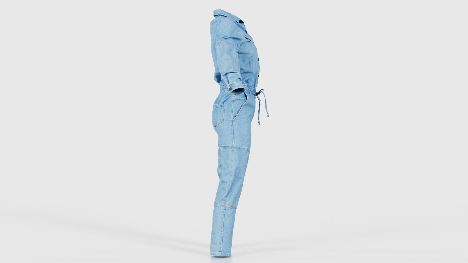 Chest Zippers Jeans Salopet Low-poly 3D model_18
