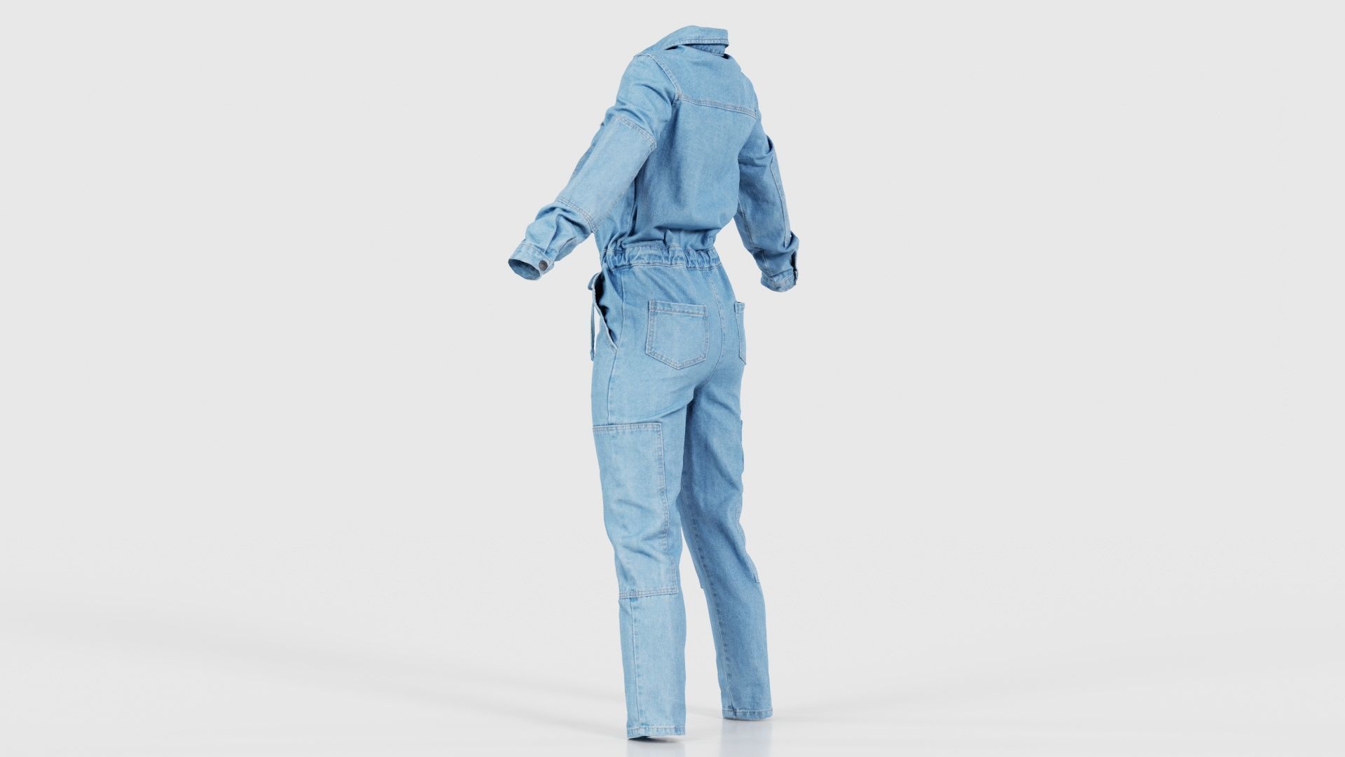 Chest Zippers Jeans Salopet Low-poly 3D model_23