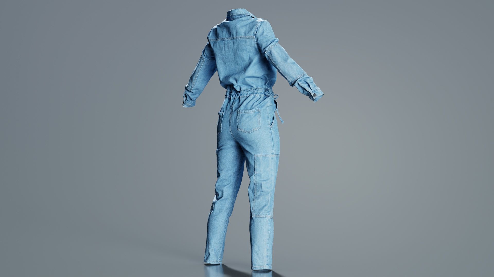 Chest Zippers Jeans Salopet Low-poly 3D model_1