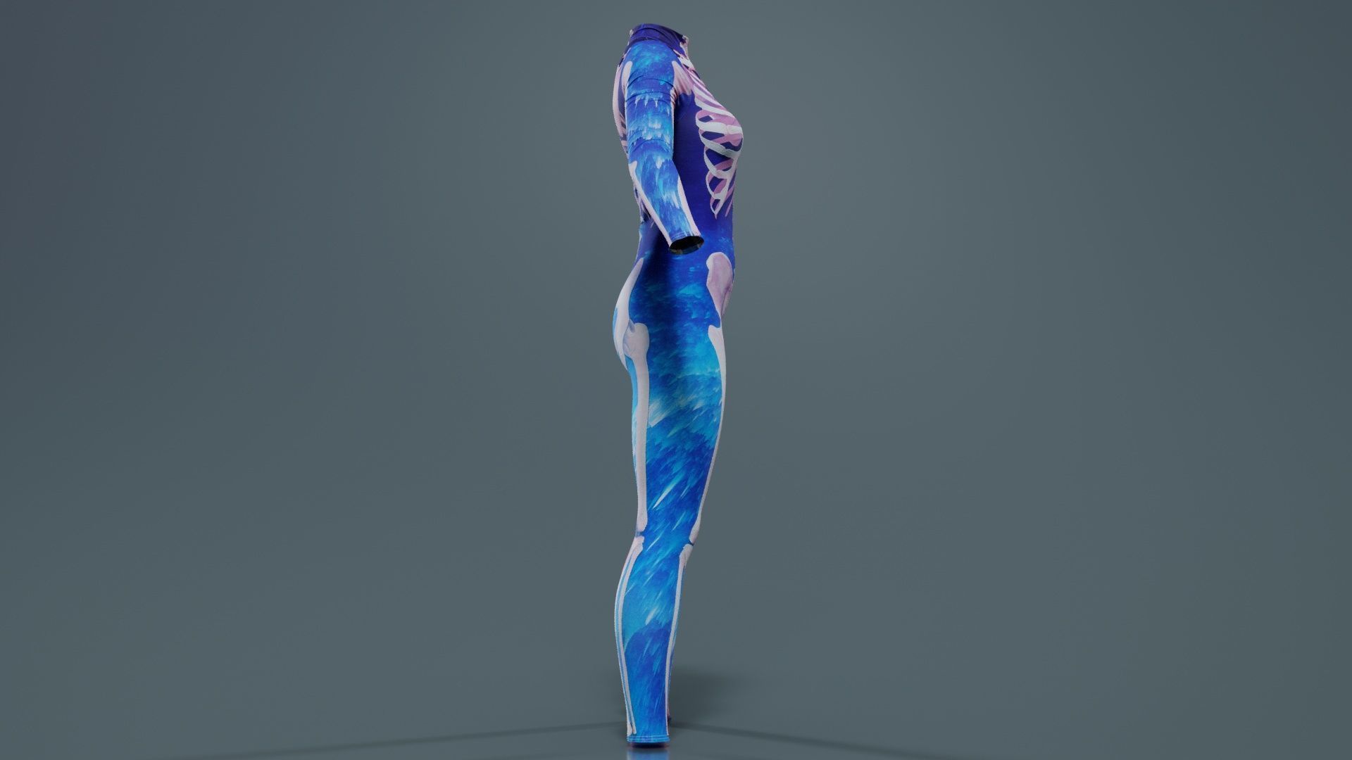 Flaming Heart Skeleton Catsuit Low-poly 3D model_3