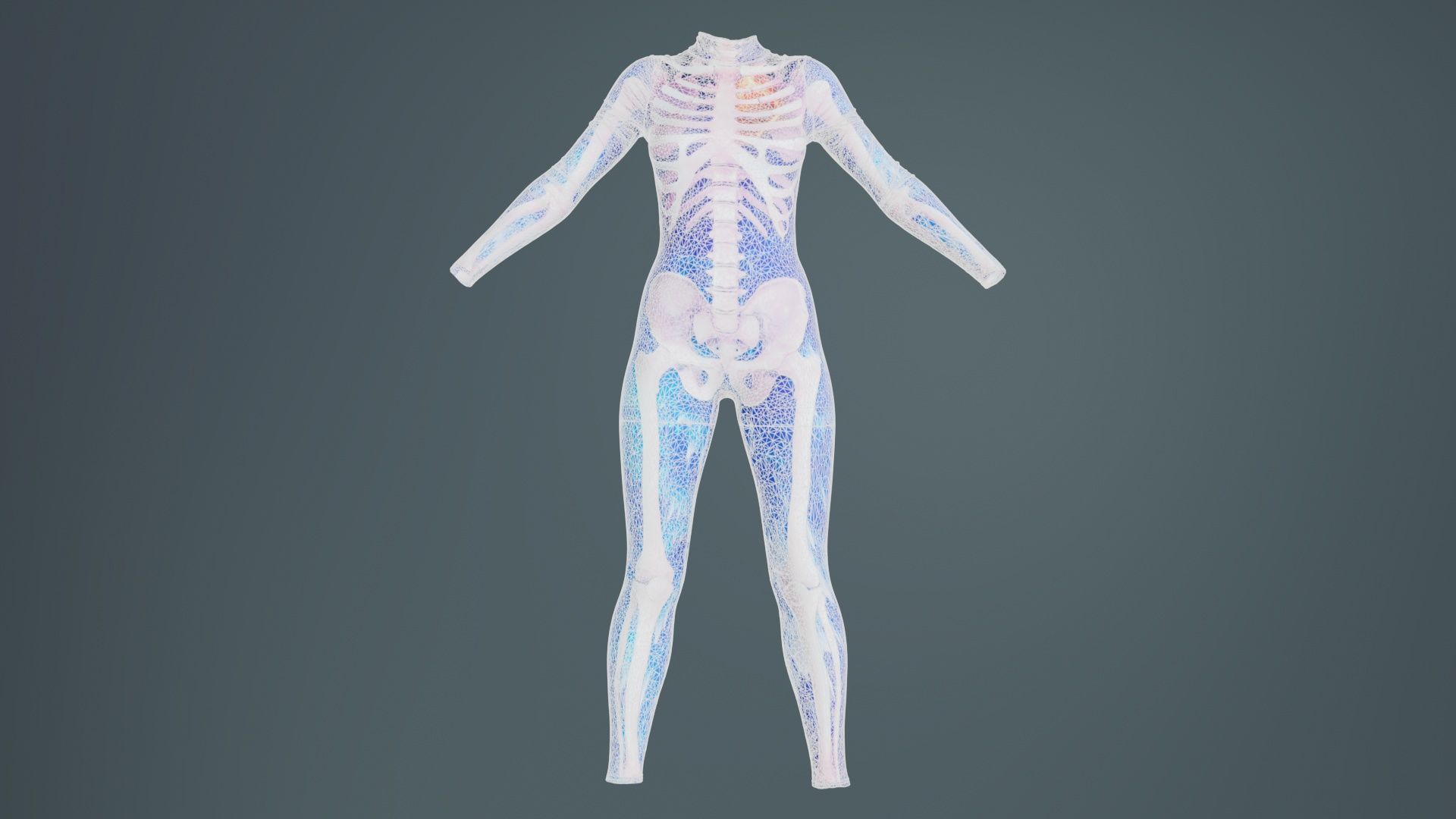 Flaming Heart Skeleton Catsuit Low-poly 3D model_9