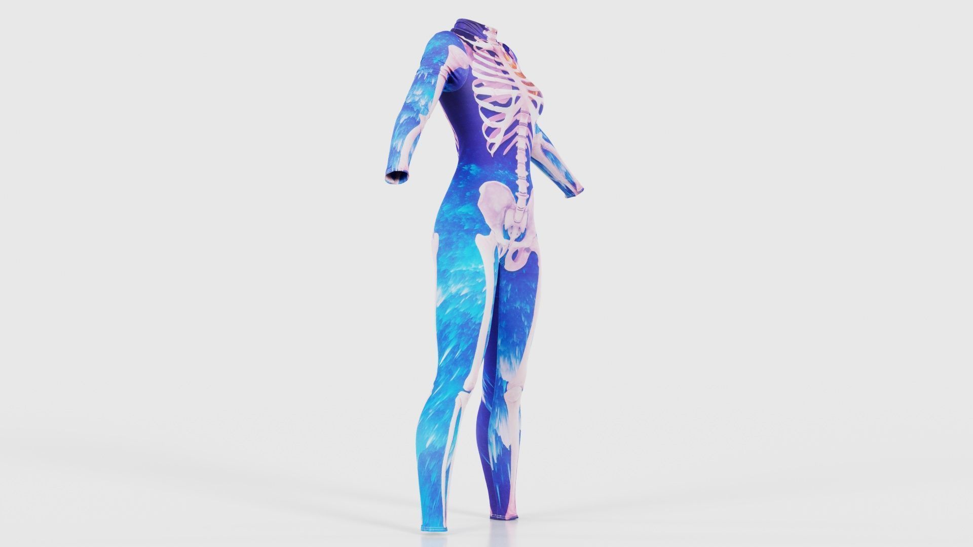 Flaming Heart Skeleton Catsuit Low-poly 3D model_17
