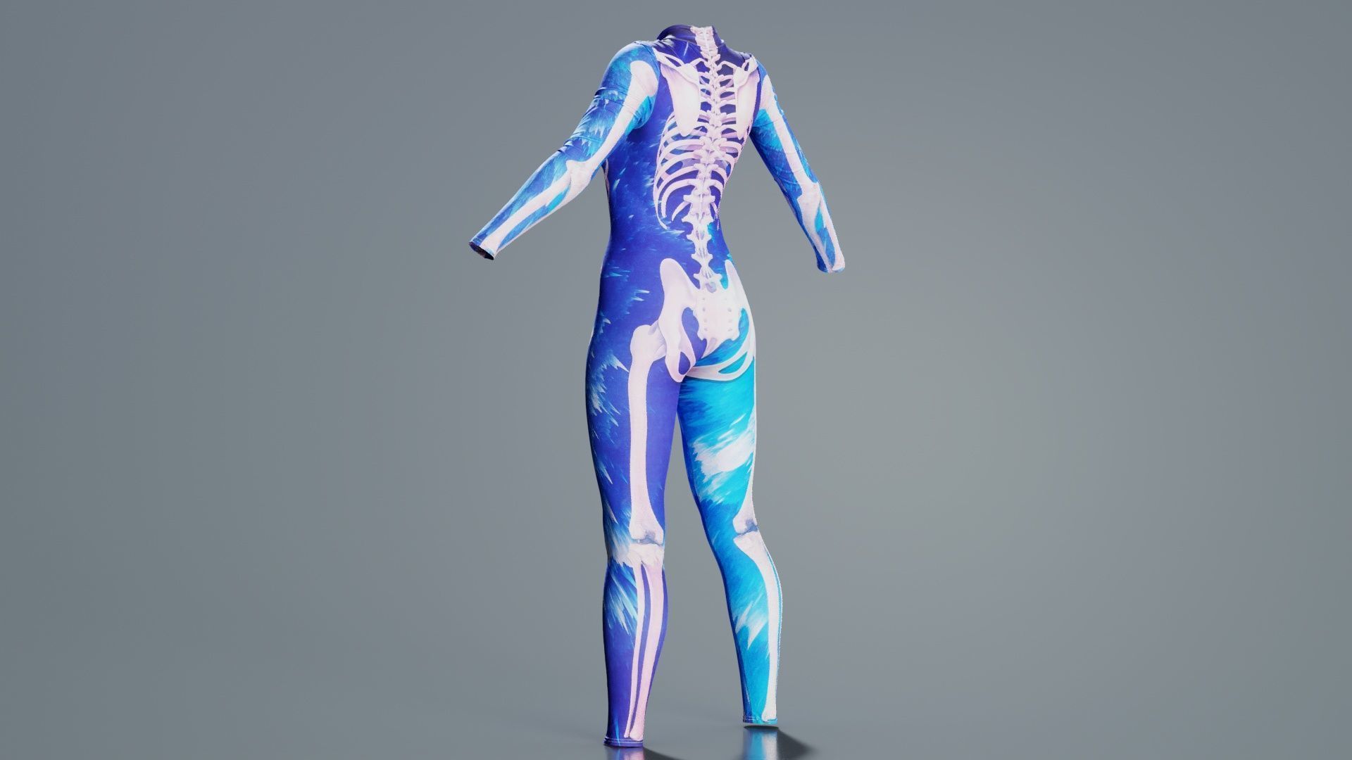 Flaming Heart Skeleton Catsuit Low-poly 3D model_2