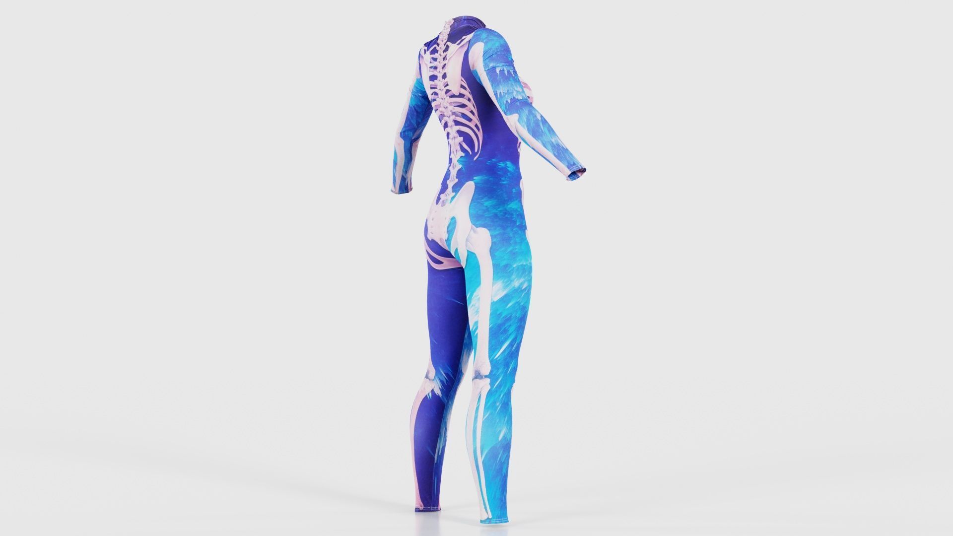 Flaming Heart Skeleton Catsuit Low-poly 3D model_19