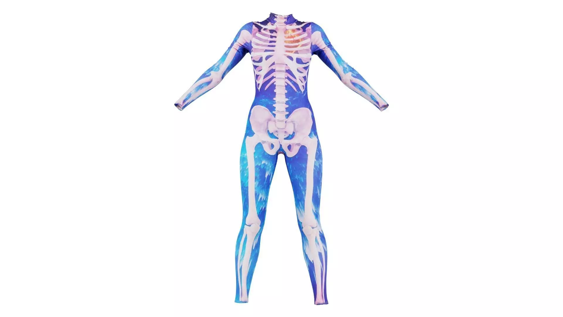 Flaming Heart Skeleton Catsuit Low-poly 3D model_0