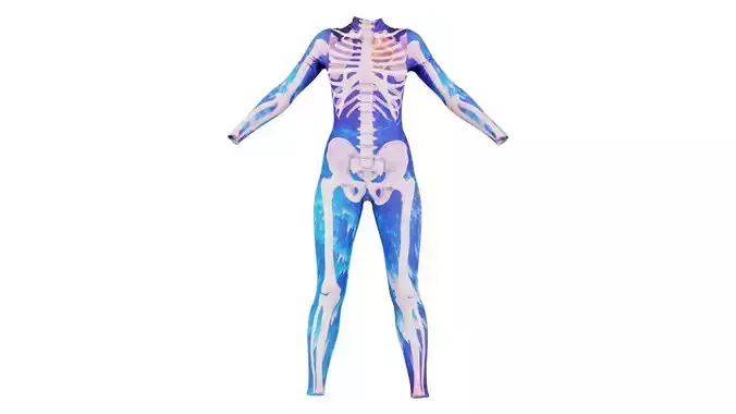 Flaming Heart Skeleton Catsuit Low-poly 3D model