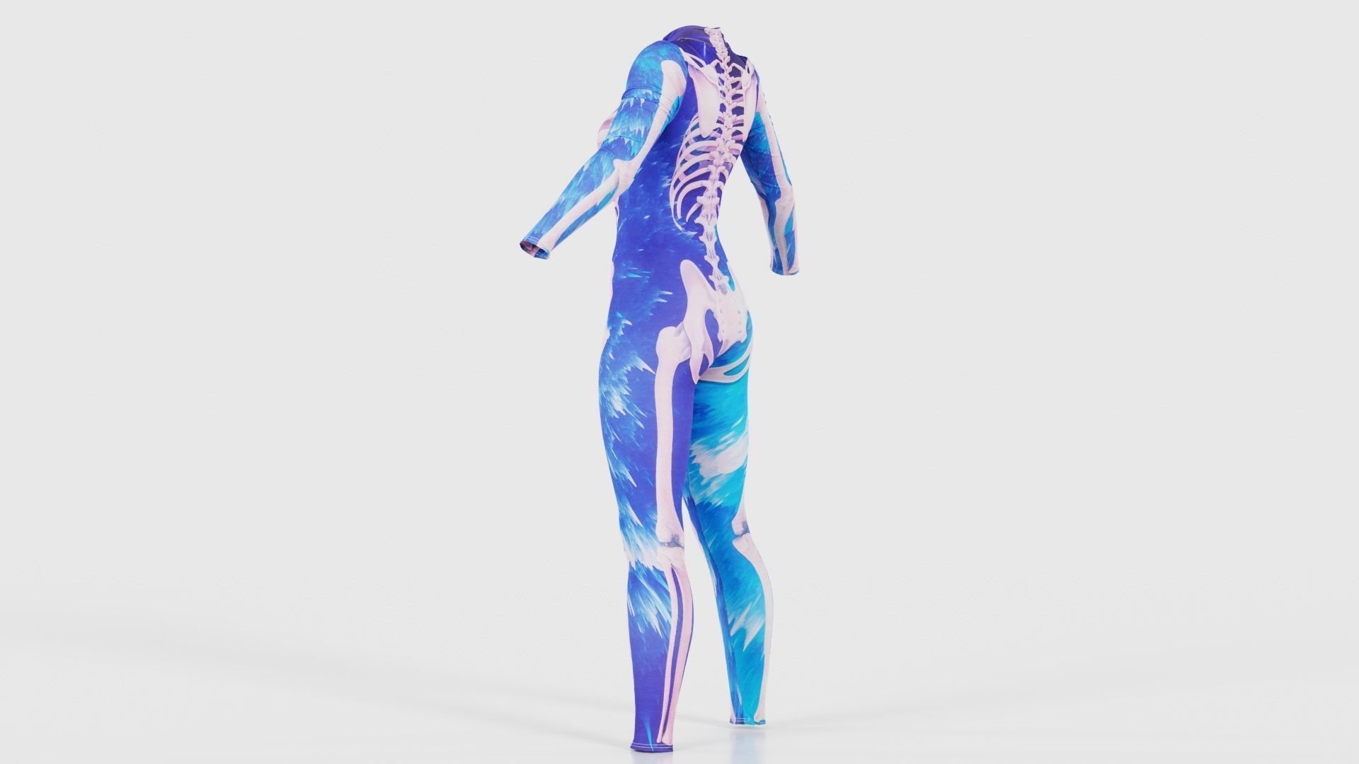Flaming Heart Skeleton Catsuit Low-poly 3D model_23