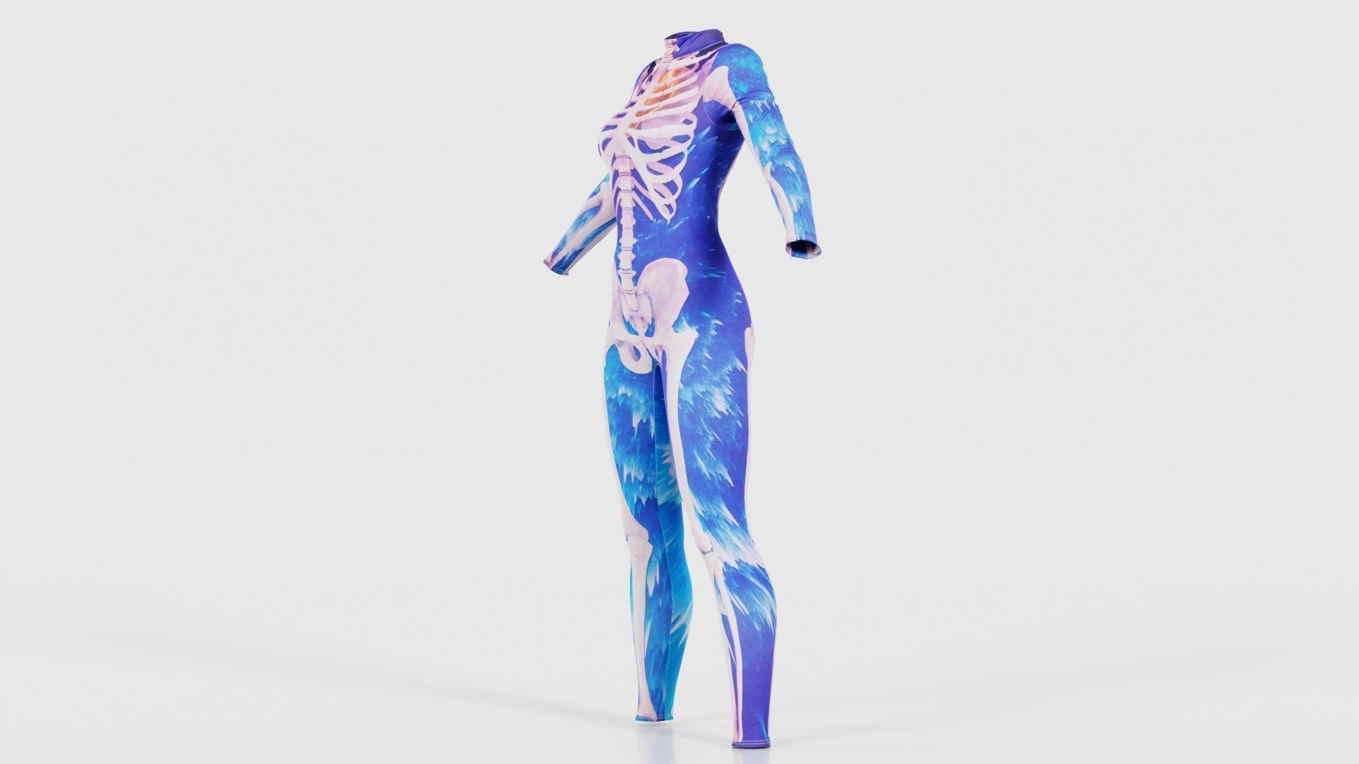Flaming Heart Skeleton Catsuit Low-poly 3D model_25