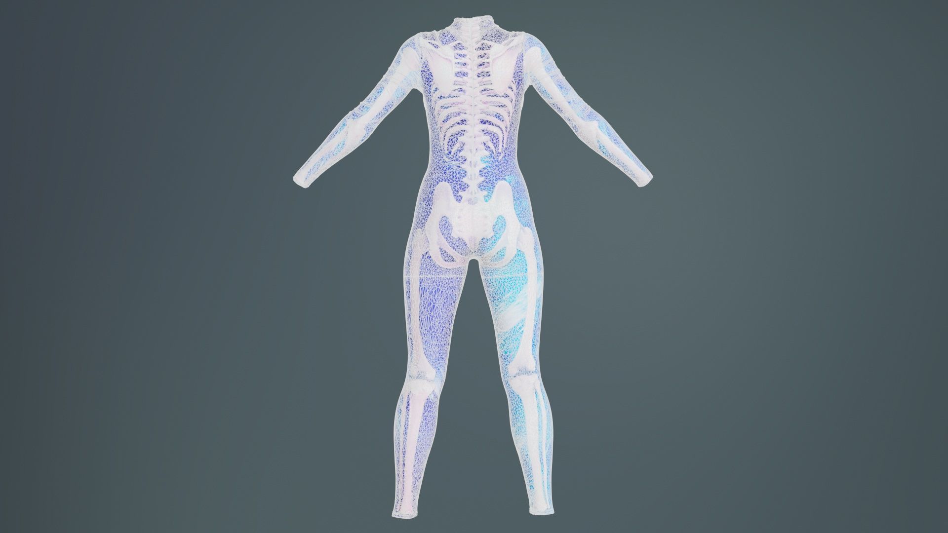 Flaming Heart Skeleton Catsuit Low-poly 3D model_10
