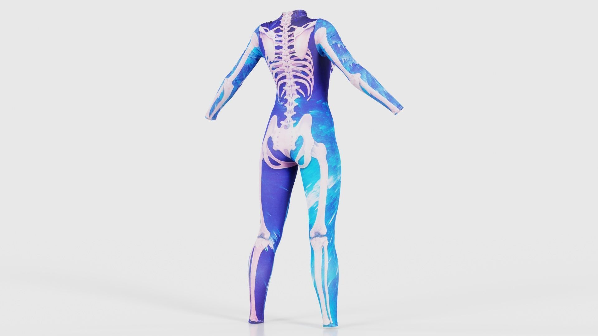 Flaming Heart Skeleton Catsuit Low-poly 3D model_20