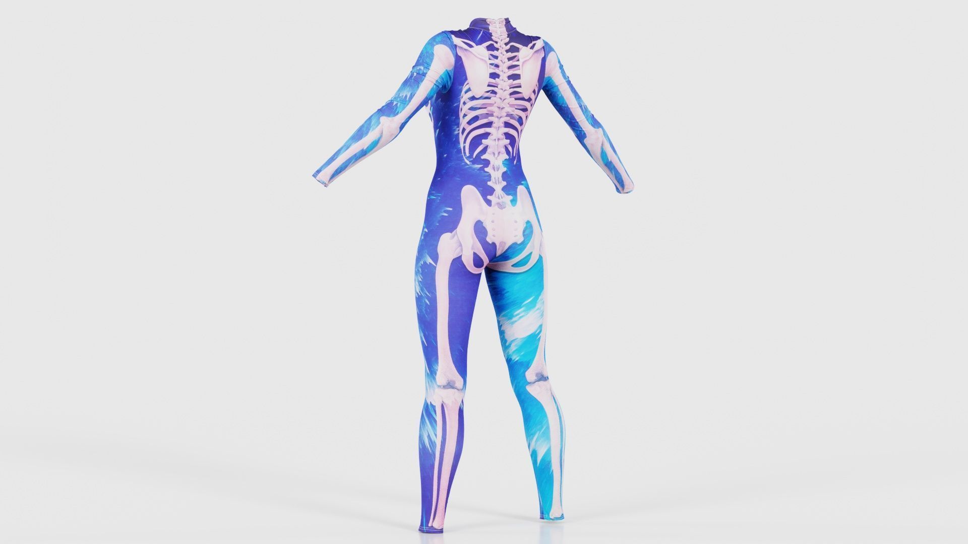 Flaming Heart Skeleton Catsuit Low-poly 3D model_22