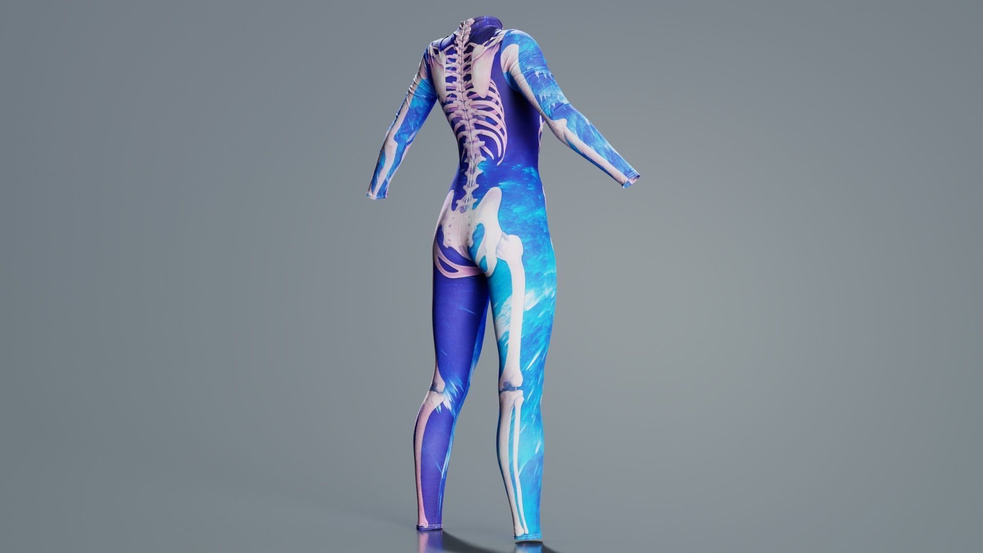 Flaming Heart Skeleton Catsuit Low-poly 3D model_6