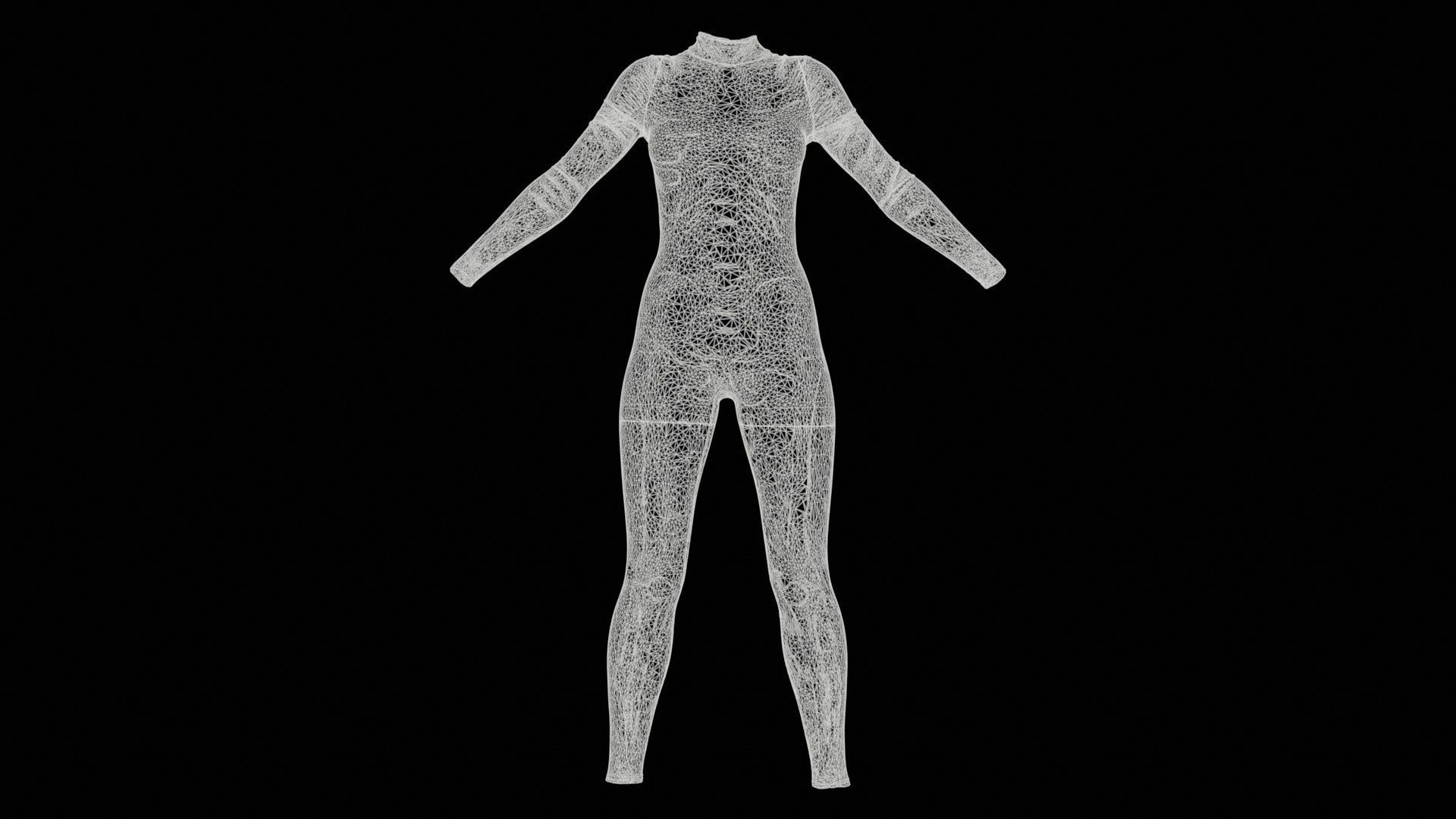 Flaming Heart Skeleton Catsuit Low-poly 3D model_11