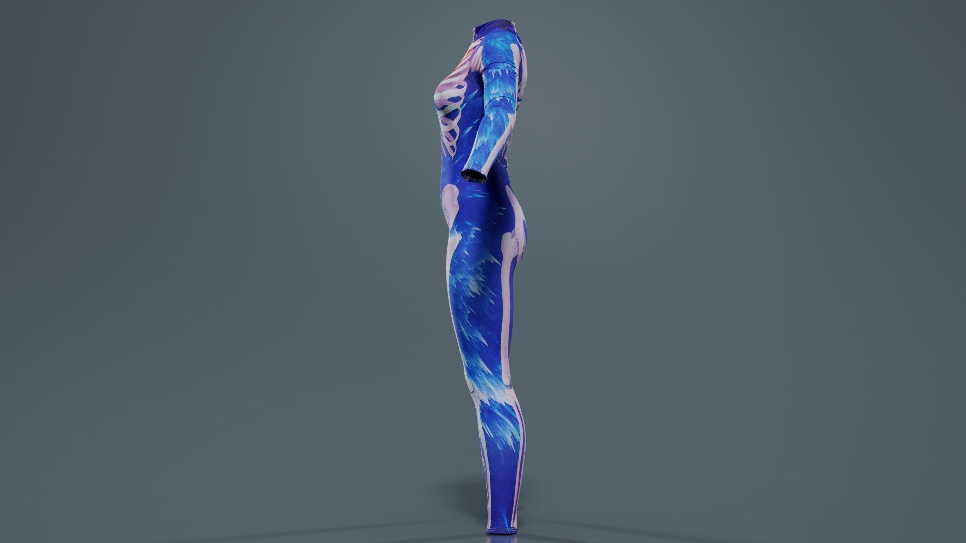 Flaming Heart Skeleton Catsuit Low-poly 3D model_4