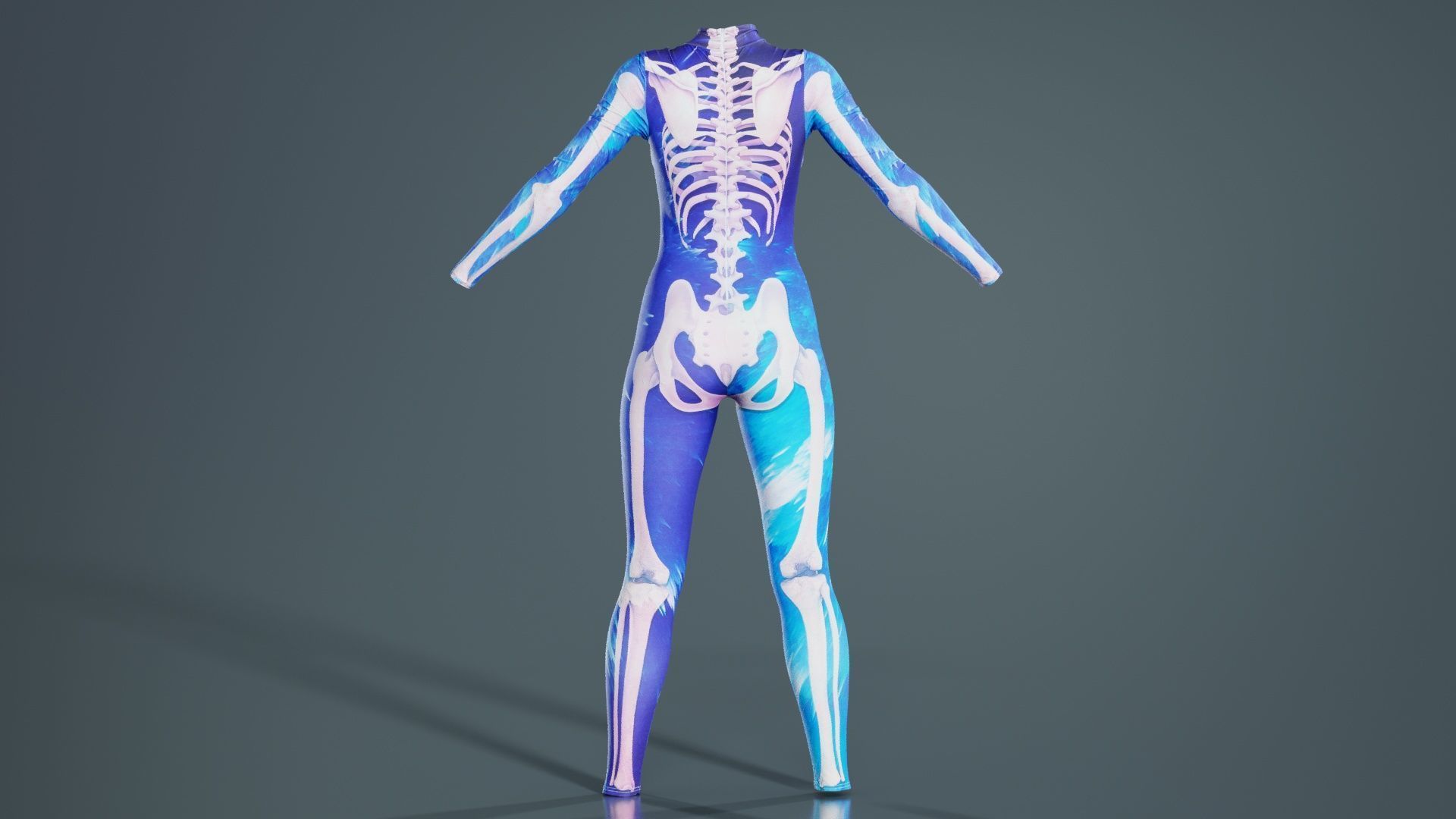 Flaming Heart Skeleton Catsuit Low-poly 3D model_7