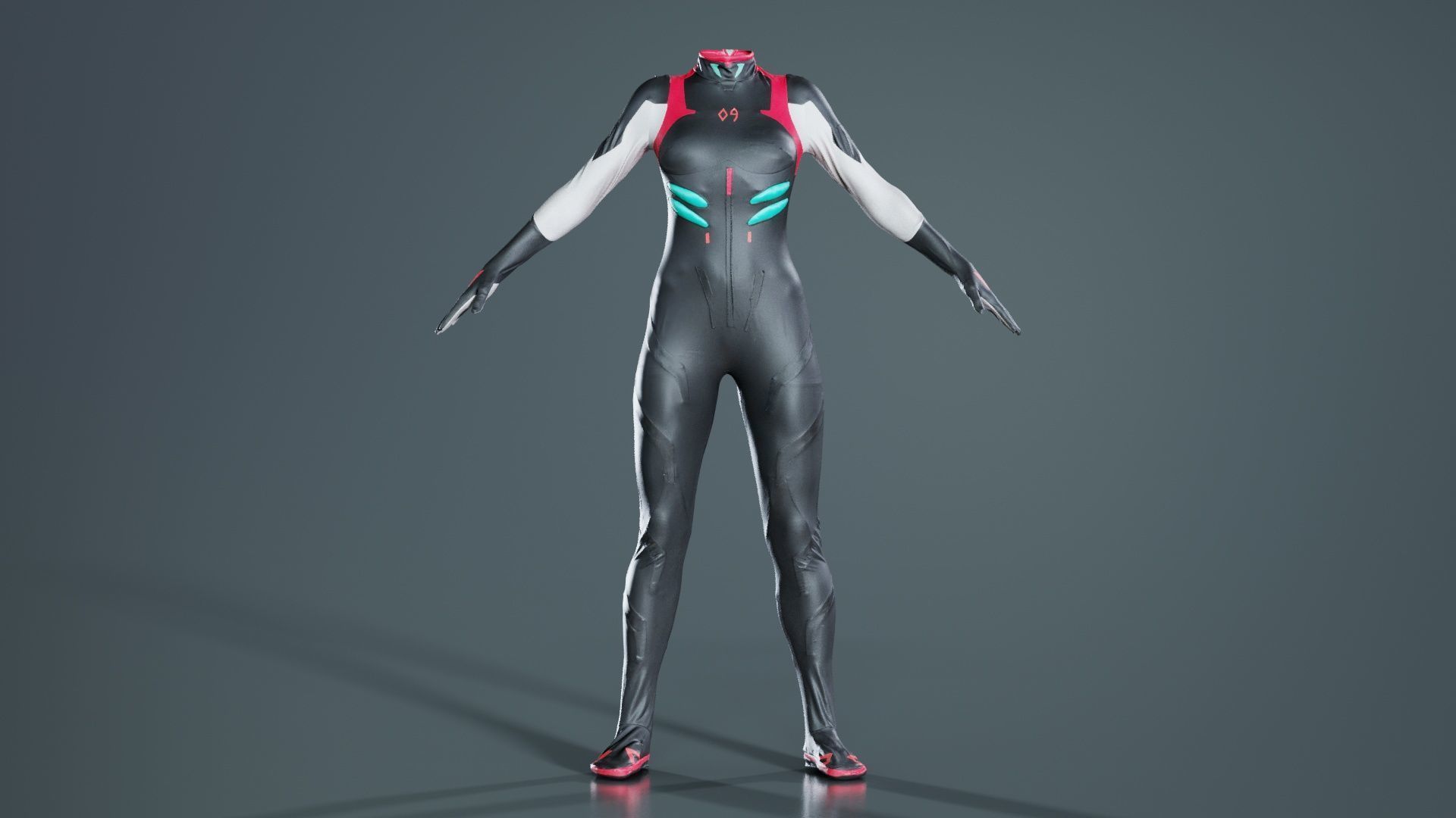 Full Body Details Catsuit Low-poly 3D model_7