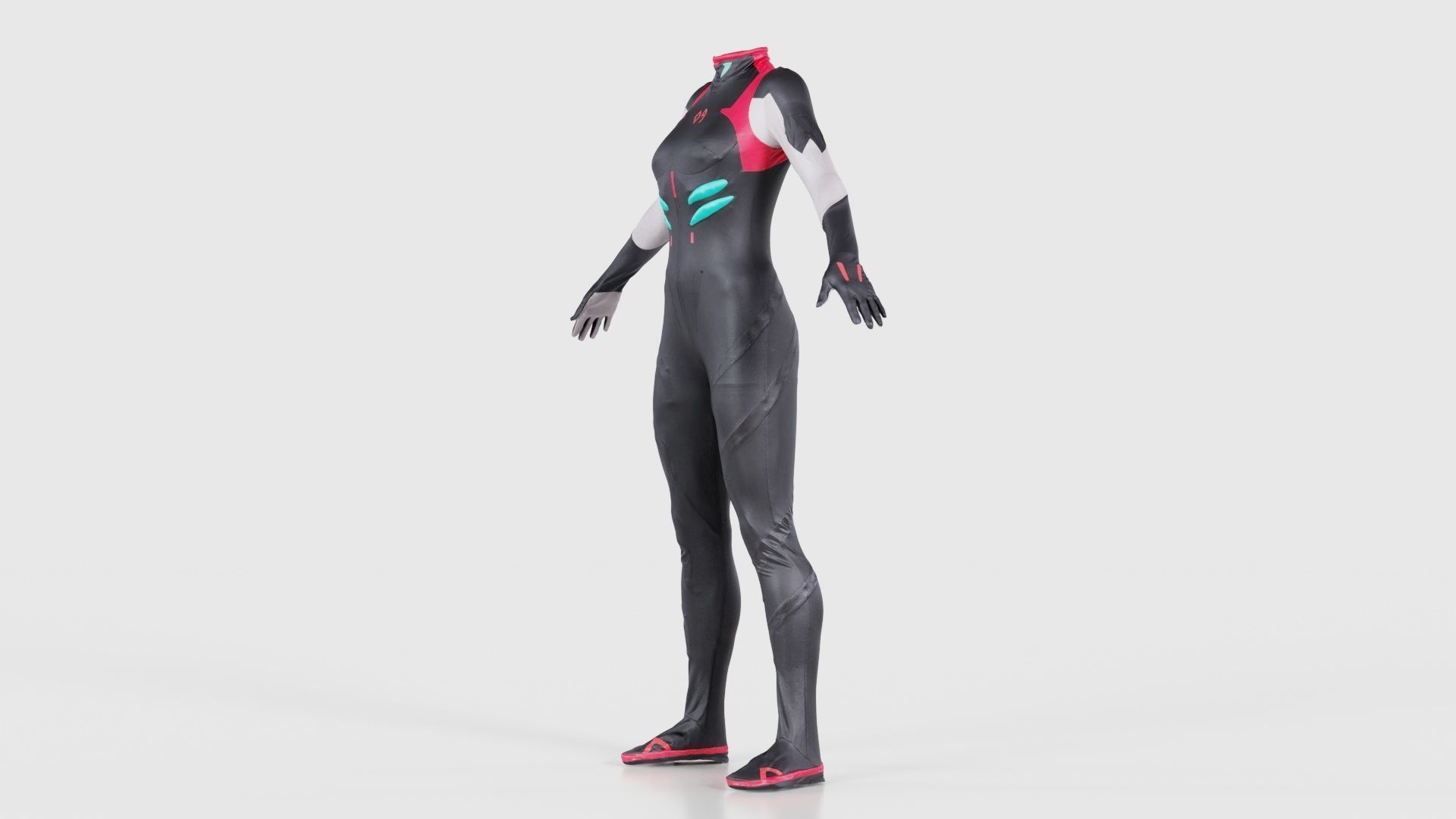 Full Body Details Catsuit Low-poly 3D model_25
