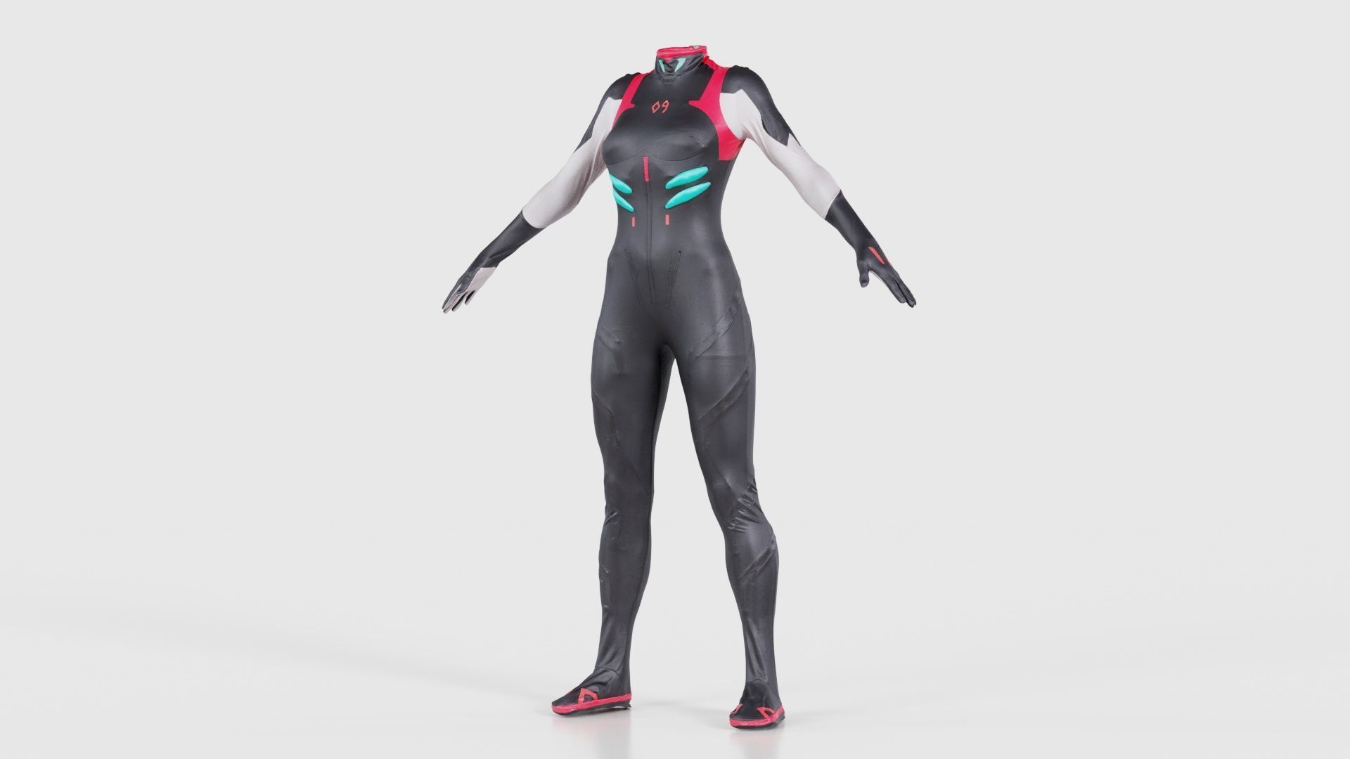 Full Body Details Catsuit Low-poly 3D model_26